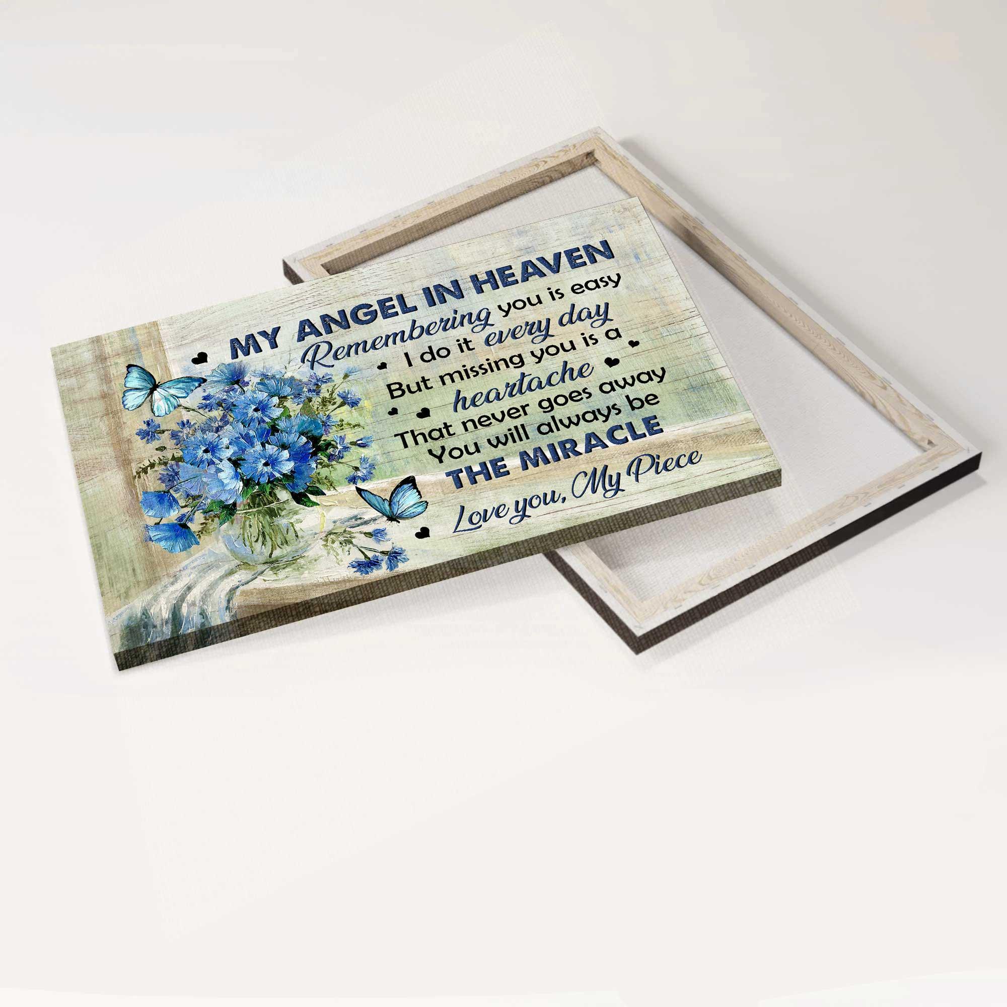 Memorial Premium Wrapped Landscape Canvas - Blue Butterfly, Baby Blue Eyes, You Will Always Be The Miracle- Heaven Gift For Members Family - Image 4