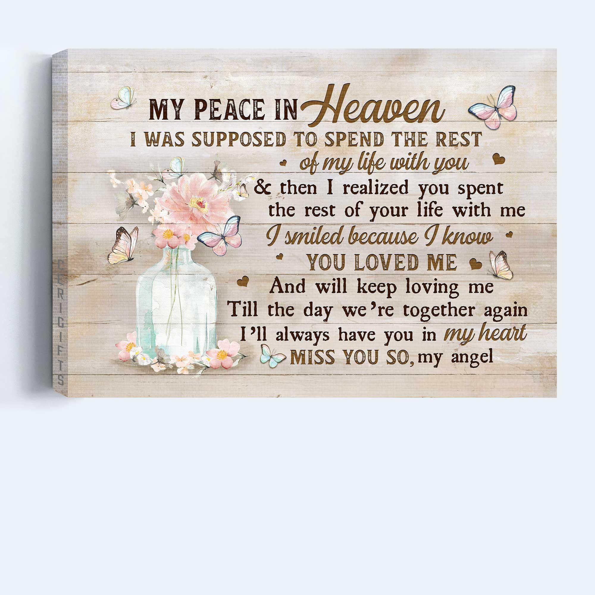 Memorial Premium Wrapped Landscape Canvas - Flower in glass vase, I was supposed to spend the rest of my life with you - Heaven Gifts for members family