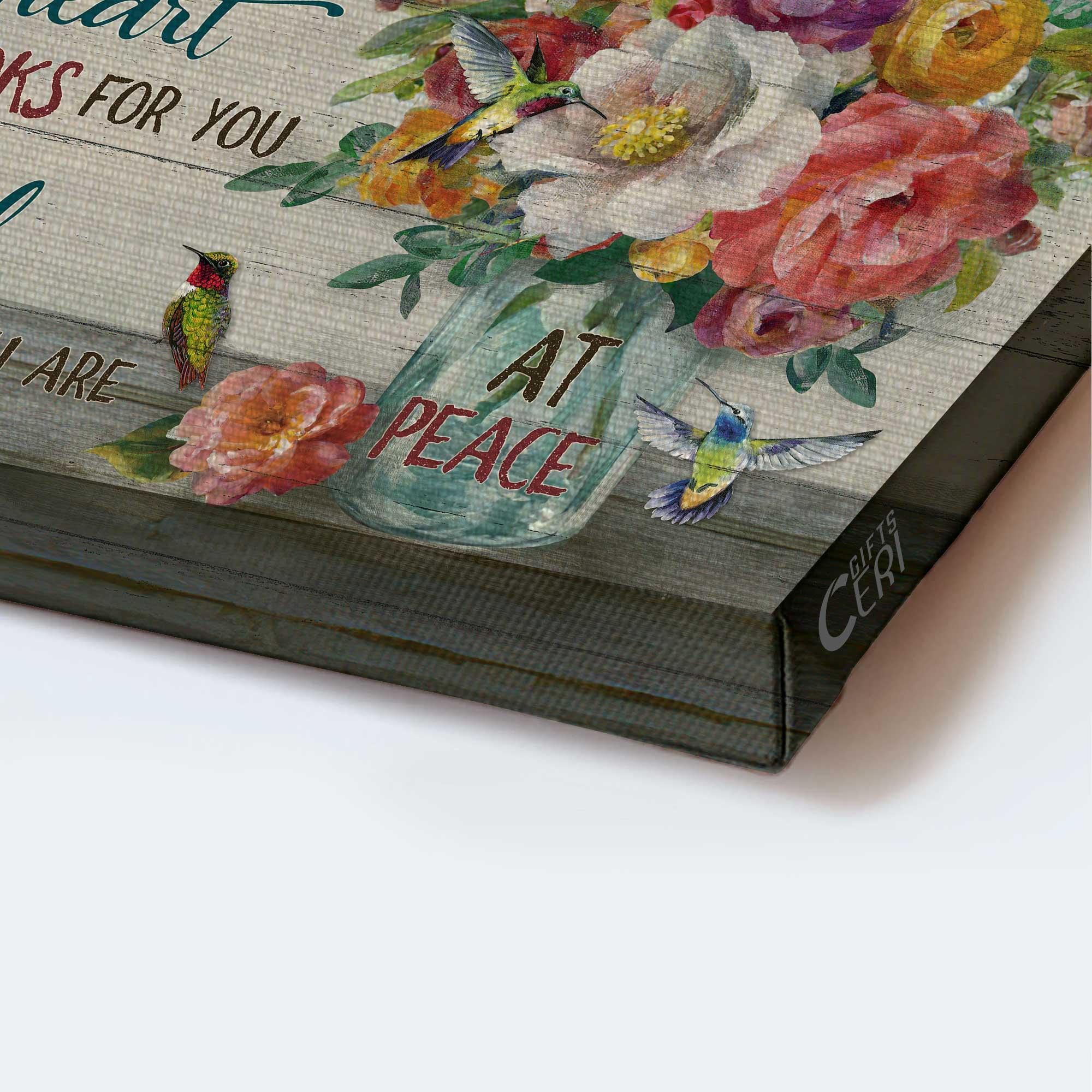 Memorial Premium Wrapped Landscape Canvas - Flower in mason jar, My mind still talks to you - Heaven Gifts for members family - Image 3
