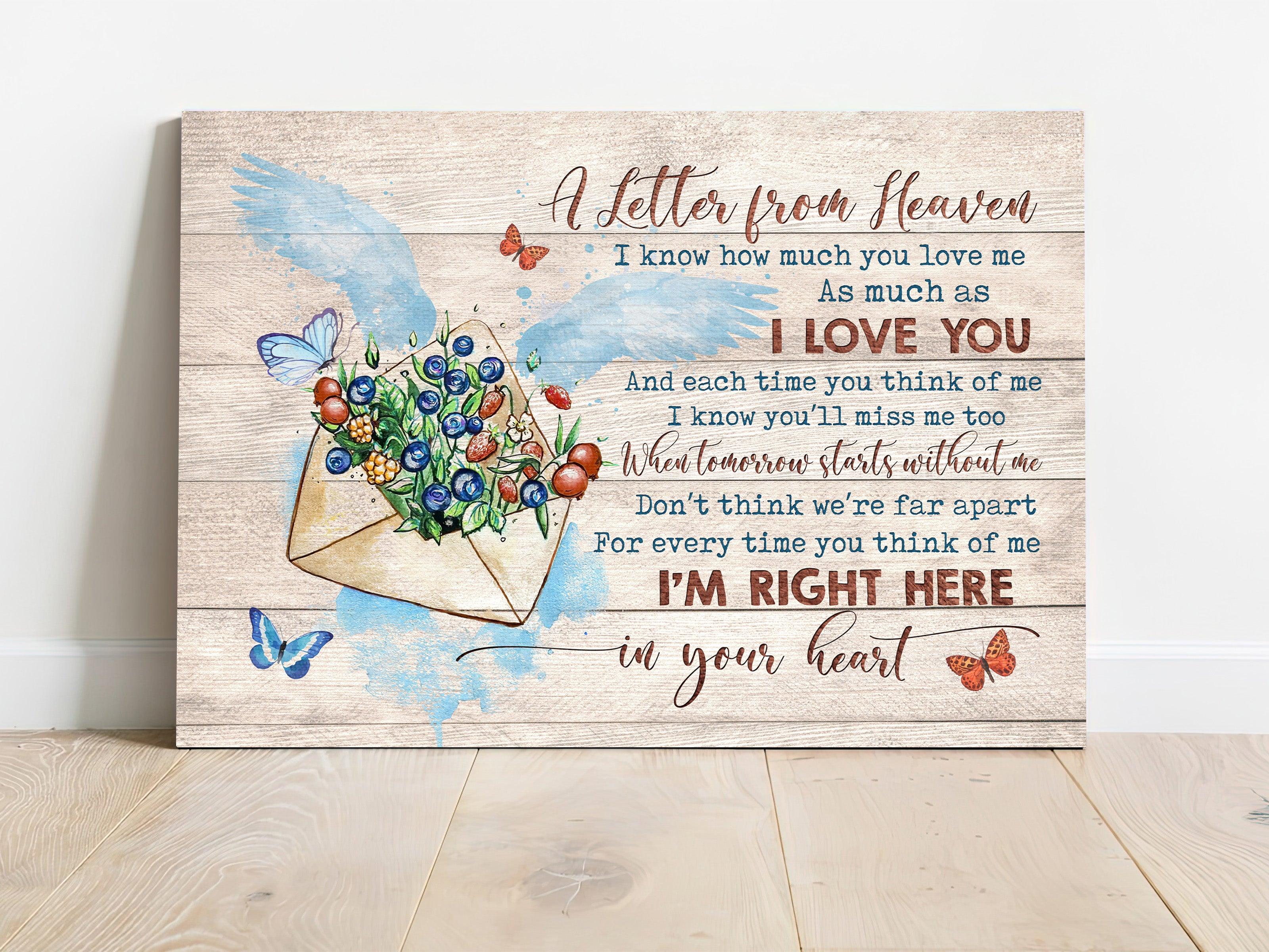 Memorial Premium Wrapped Landscape Canvas - Flower painting, Butterfly canvas, Letter from heaven - Heaven Gifts for members family - Image 2