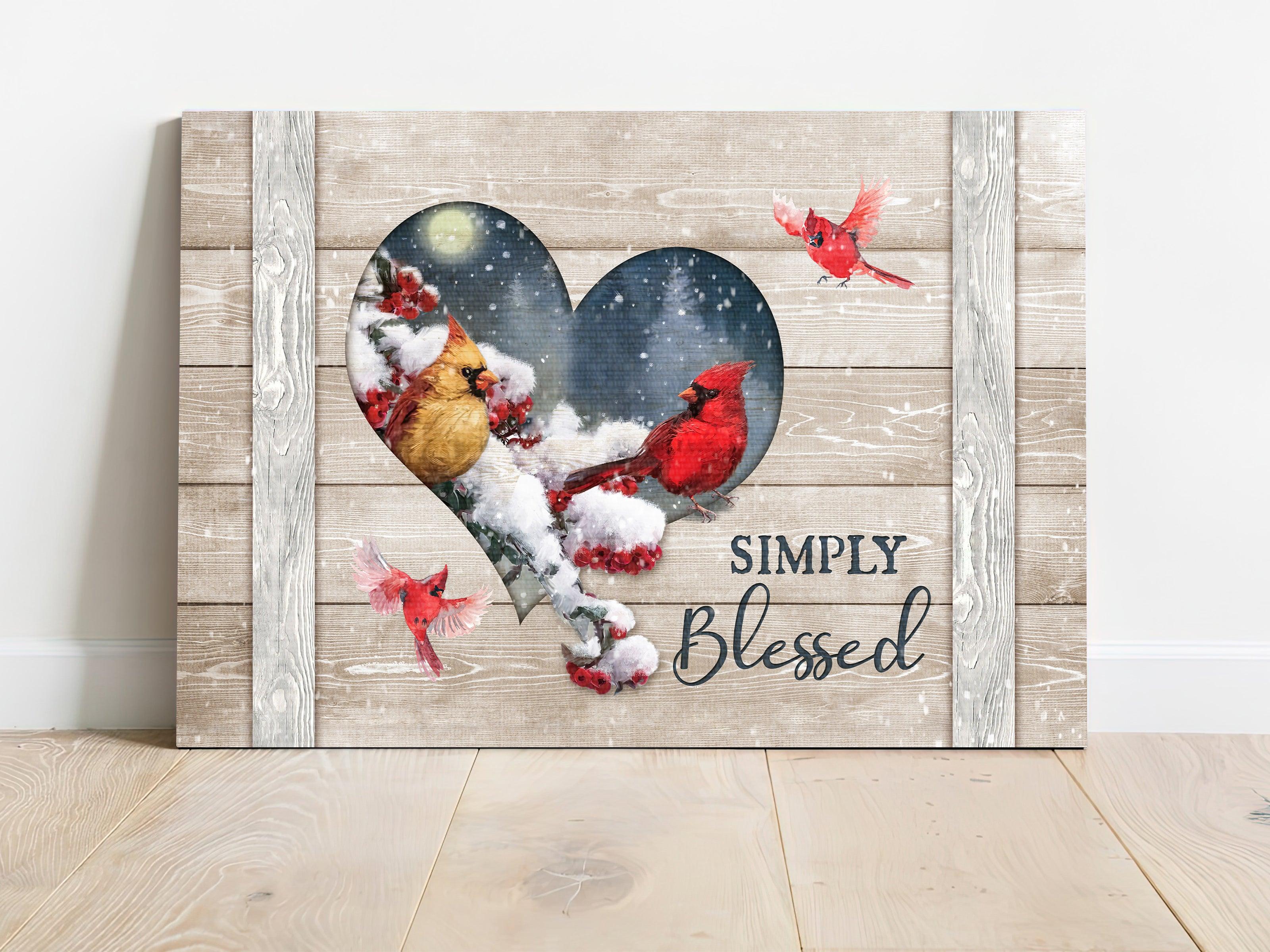 Memorial Premium Wrapped Landscape Canvas - Frozen cranberry, Cardinal drawing, Beautiful night, Simply blessed - Heaven Gifts for members family - Image 2