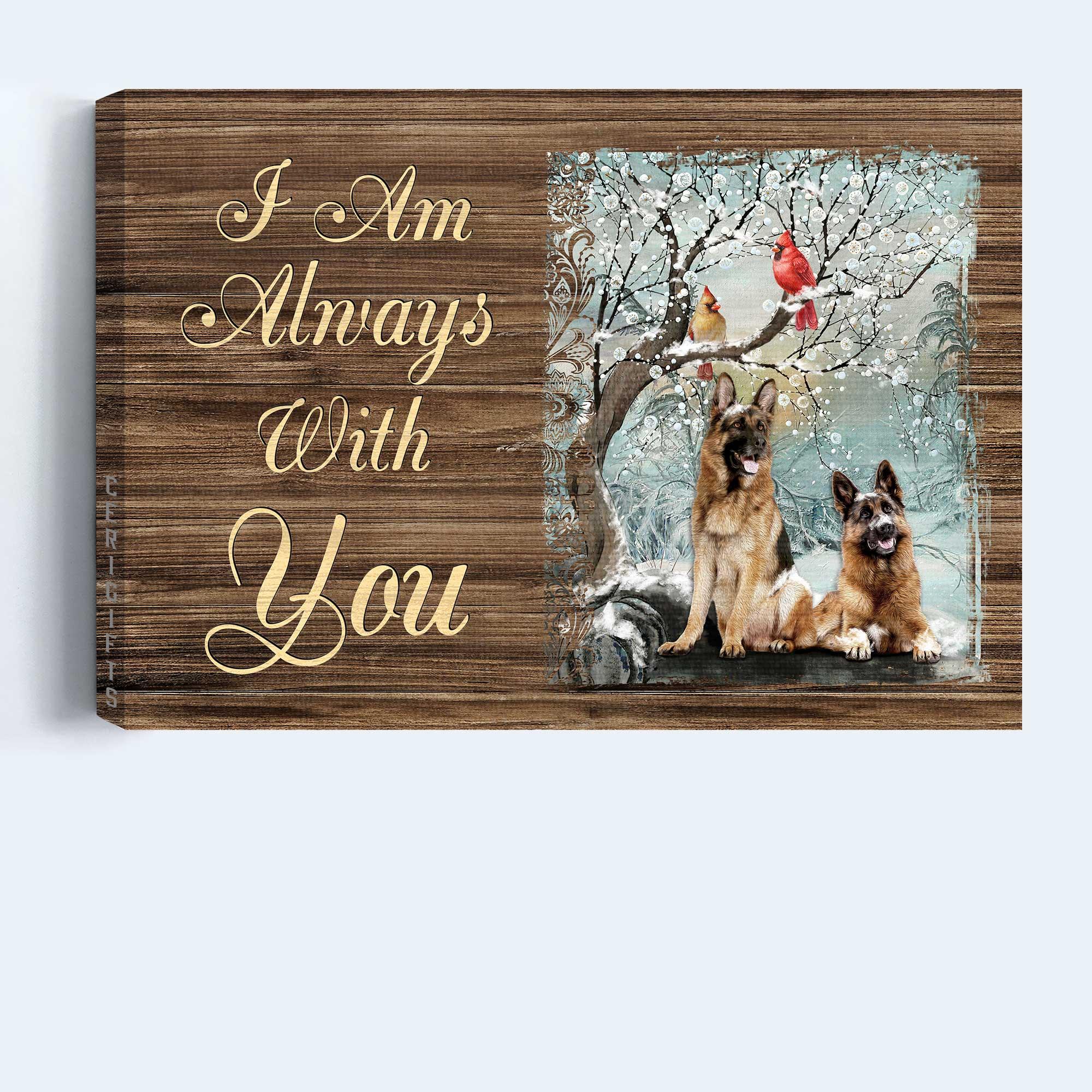 Memorial Premium Wrapped Landscape Canvas - German shepherd dogs, Snow forest, Cute cardinal, I am always with you - Heaven Gifts for members family - Image 4