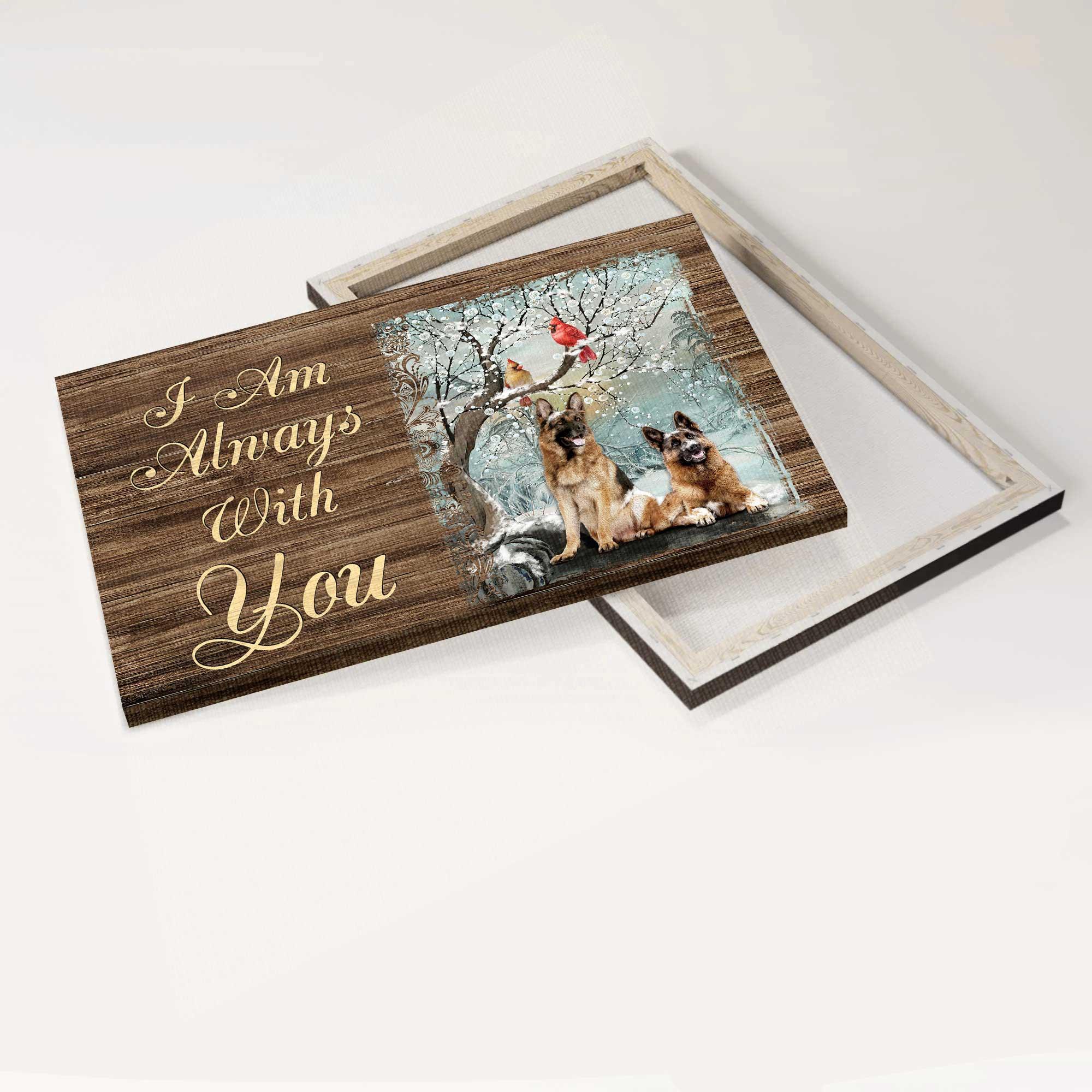 Memorial Premium Wrapped Landscape Canvas - German shepherd dogs, Snow forest, Cute cardinal, I am always with you - Heaven Gifts for members family - Image 5
