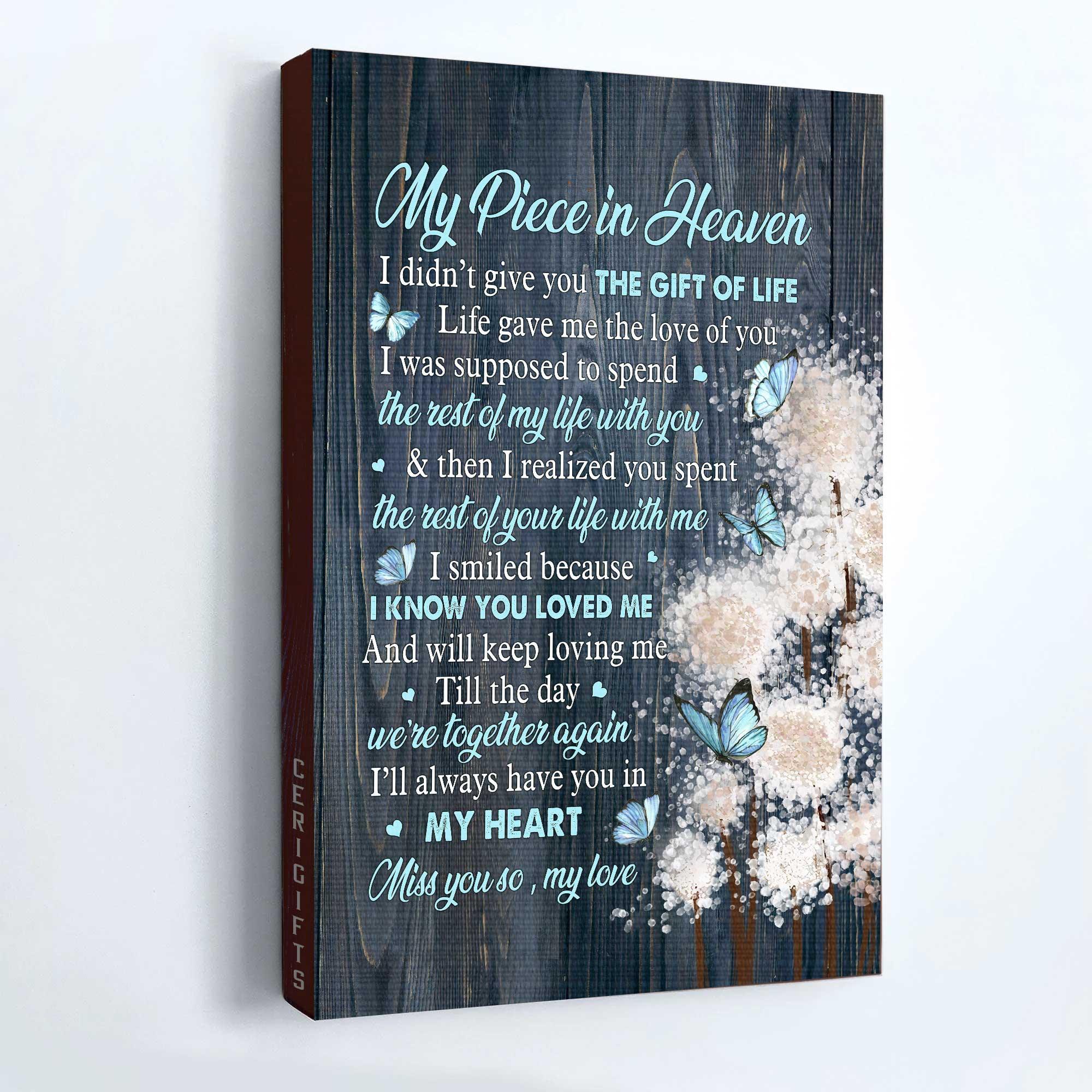Memorial Premium Wrapped Portrait Canvas - Blue Butterfly, Dandelion, I'll Always Have You In My Heart - Heaven Gift For Members Family