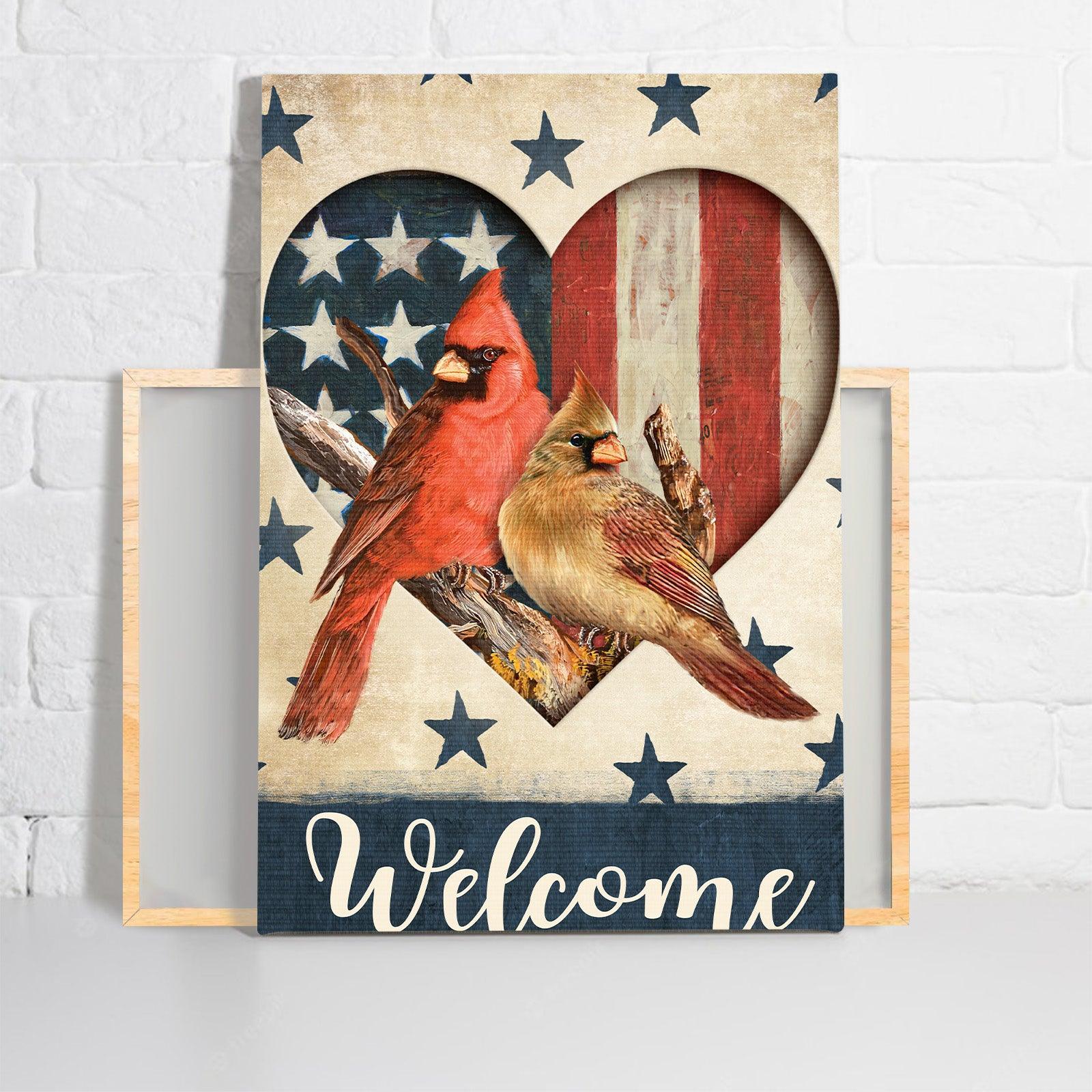 Memorial Premium Wrapped Portrait Canvas - Cardinal Couple, Heart Shape, Blue Star, US Flag, Welcome - Heaven Gifts For Family Members - Image 2