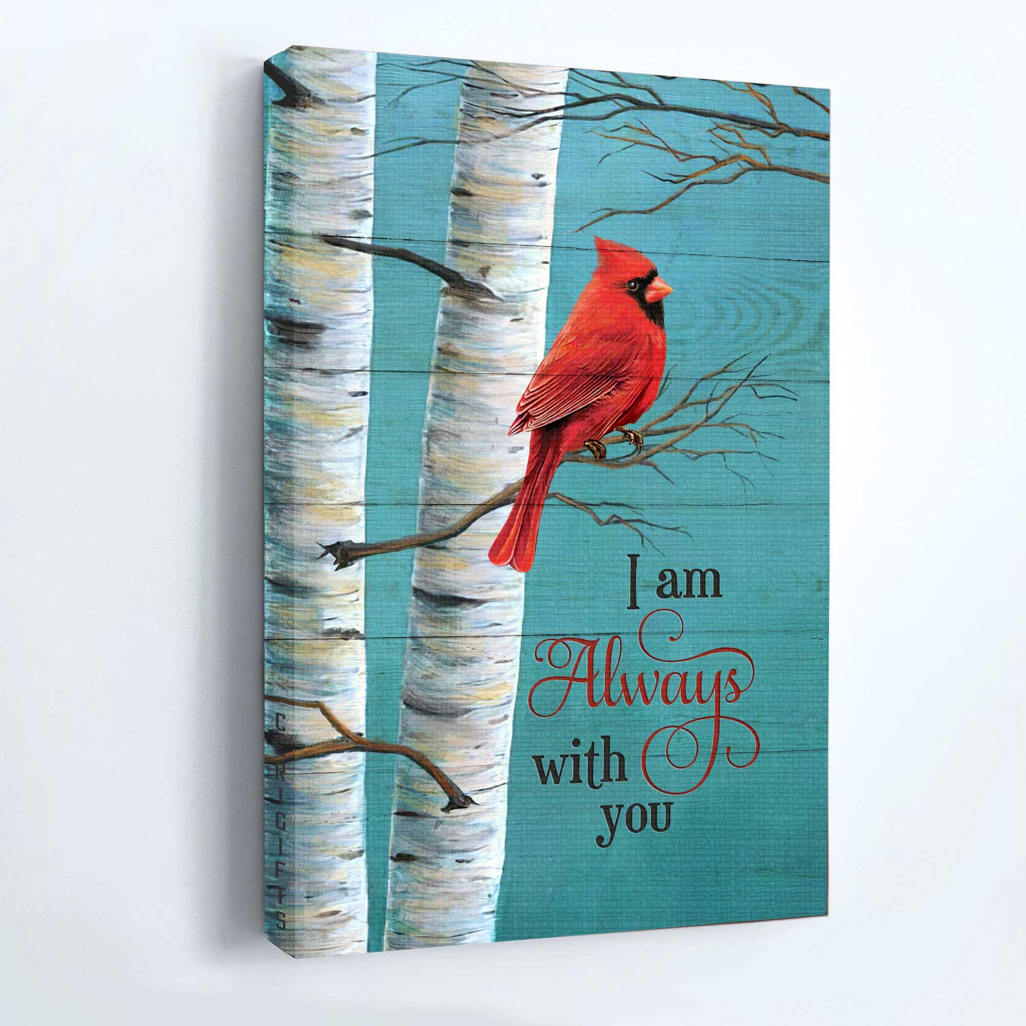 Memorial Premium Wrapped Portrait Canvas - Cardinal Painting, Blue Background, Oldest Tree, I Am Always With You - Heaven Gift For Family Members - Image 3