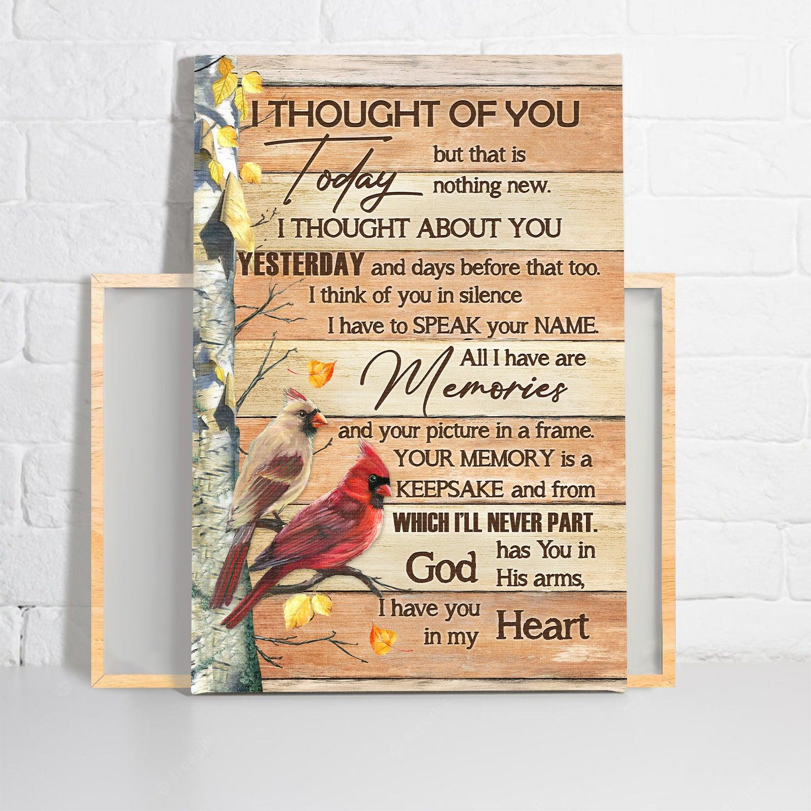 Memorial Premium Wrapped Portrait Canvas - Yellow Forest Painting, Cardinal Drawing, I Thought Of You Today - Heaven Gift For Members Family - Image 2