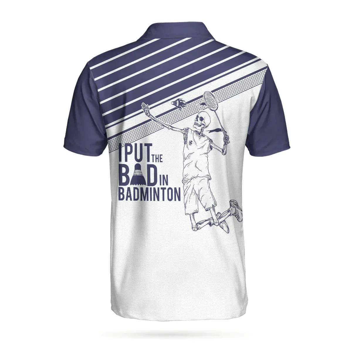 Men Badminton Polo Shirt - Skeleton Badminton Player, I Put The Bad In Badminton Skull, Best Badminton Shirt For Men, Gift For Badminton Lovers - Image 2