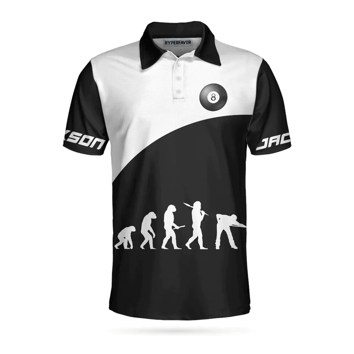 Men Billiard Polo Shirt - Personalized Black And White Billiards Design, Just The Tip I Promise Billiards Custom Shirt, Gift For Billiards Lovers - Image 4