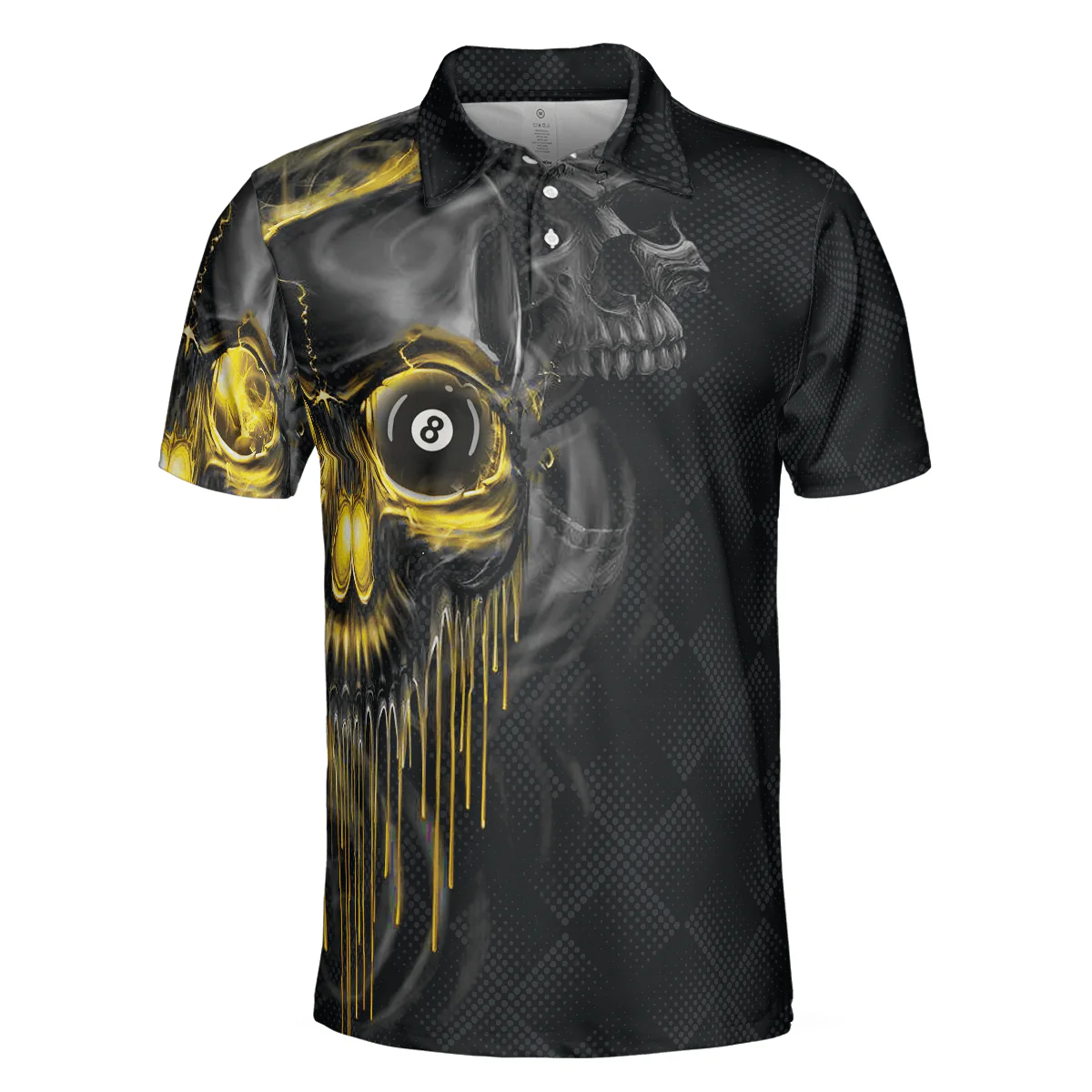 Men Billiard Polo Shirt - Skull Billiards Polo Shirt, Black Skull Billiards Shirt Design For Men, Scary Halloween Gift Idea - Perfect Gift For Men - Image 3