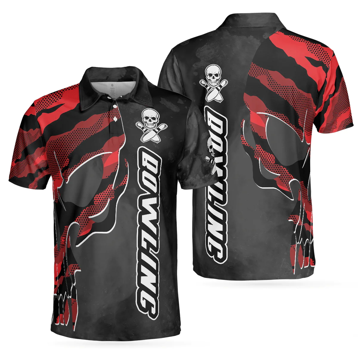 Men Bowling Polo Shirt, Coolest Skull Bowling With Camouflage Pattern - Perfect Gift For Men, Bowling Player