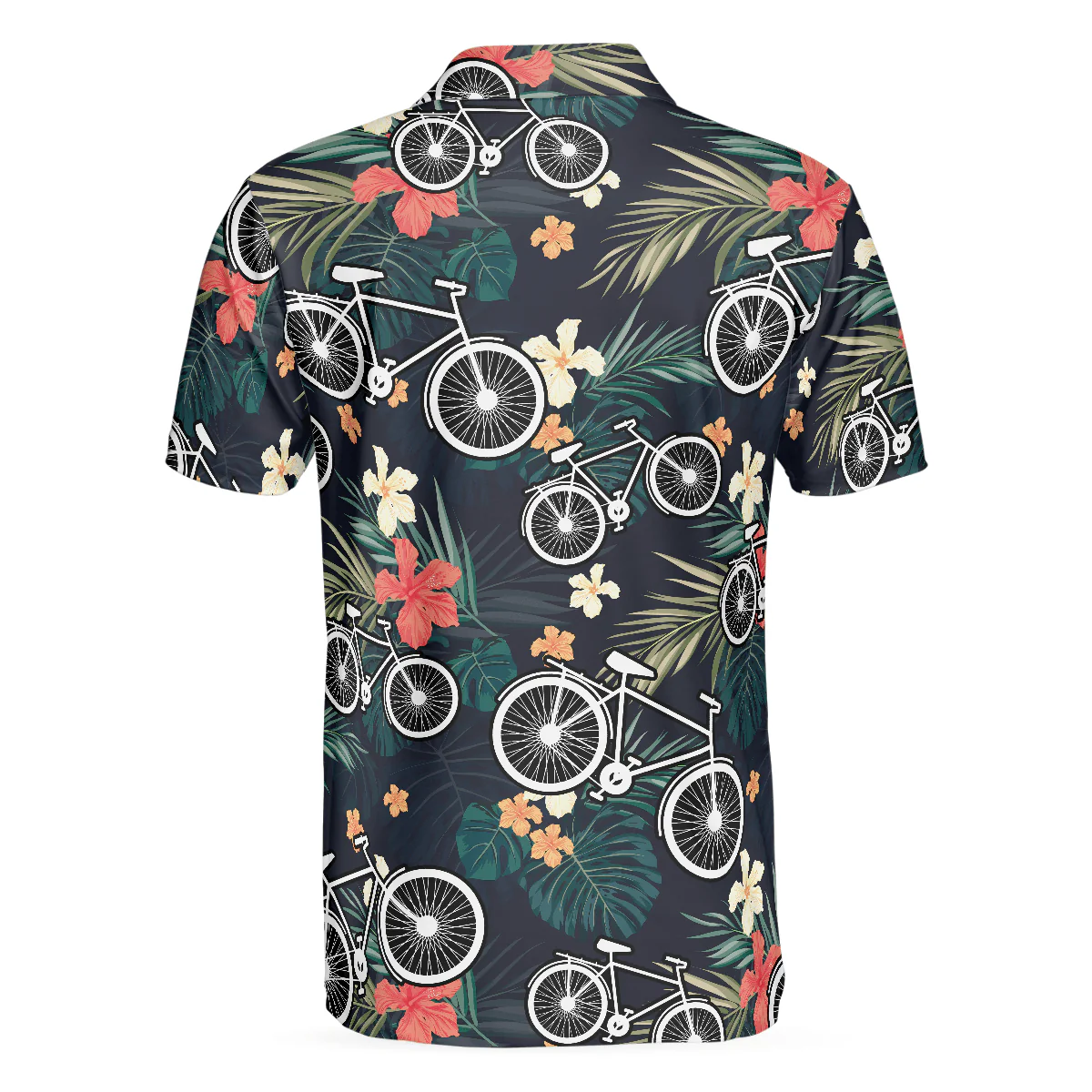 Men Cycling Polo Shirt - Tropical Bike Polo Shirt, Tropical Cycling Themed Shirt For Bike Lovers, Funny Cycling Shirt Design - Perfect Gift For Men - Image 2
