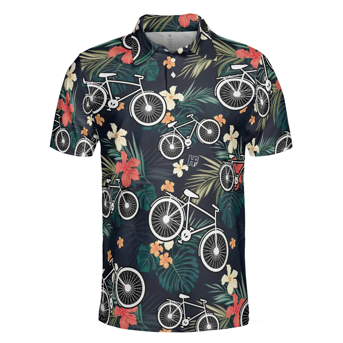 Men Cycling Polo Shirt - Tropical Bike Polo Shirt, Tropical Cycling Themed Shirt For Bike Lovers, Funny Cycling Shirt Design - Perfect Gift For Men - Image 3