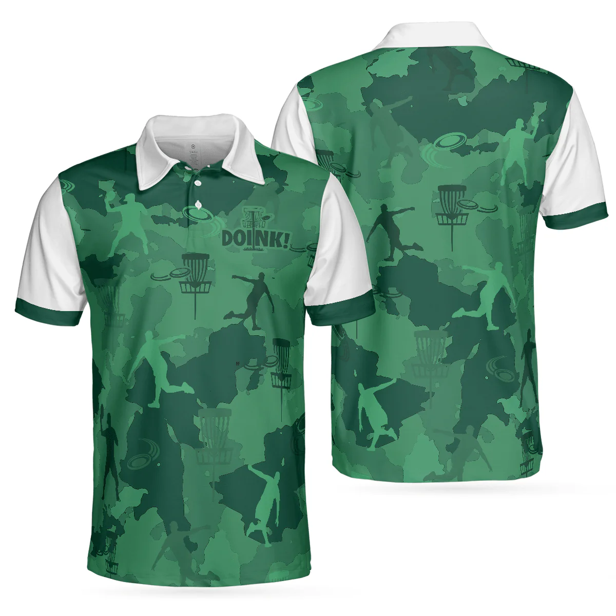 Men Disc Golf Polo Shirt - Camouflage Texture Doink Disc Golf Men Polo Shirt, Disc Player Polo Shirt, Camo Disc Golf Shirt For Men