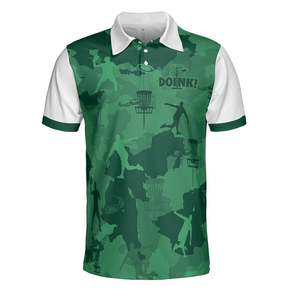 Men Disc Golf Polo Shirt - Camouflage Texture Doink Disc Golf Men Polo Shirt, Disc Player Polo Shirt, Camo Disc Golf Shirt For Men - Image 3