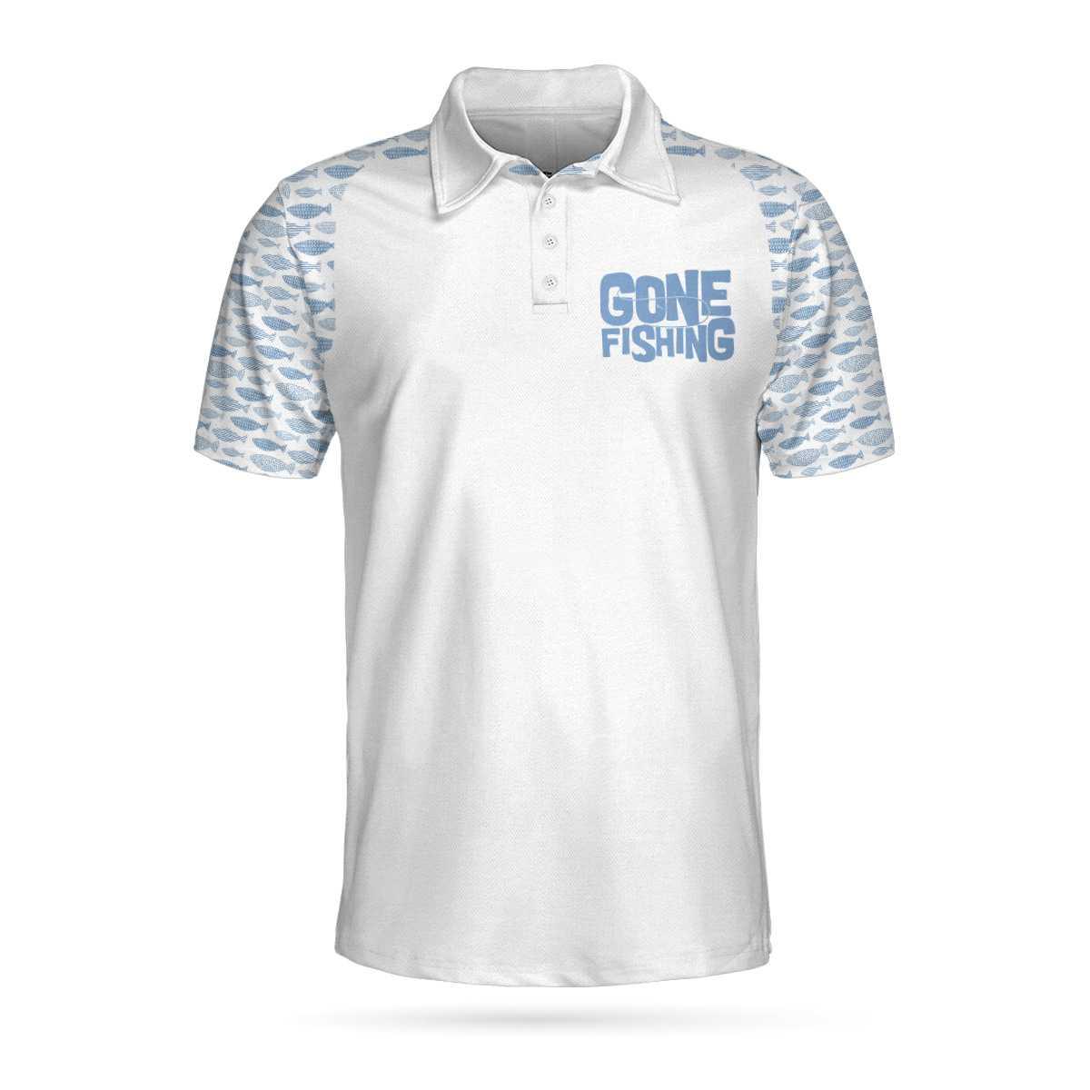 Men Golf Fishing Shirt - White Fishing Men Polo Shirt, Gone Fishing You Can't Buy Happiness But You Can Go Fishing Shirt For Men - Image 3