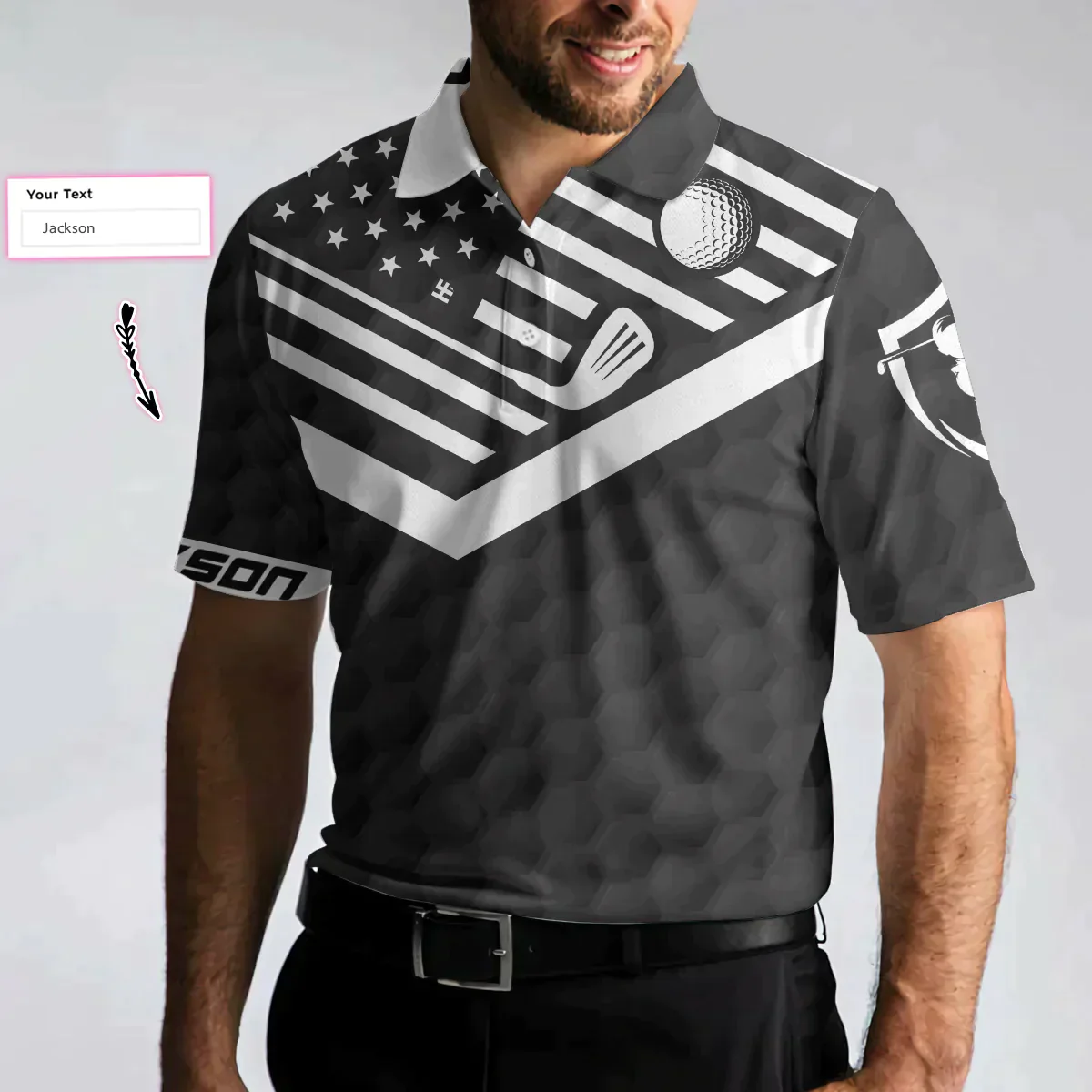 Men Golf Long Sleeve Polo Shirt - Personalized Golf American Flag Golf Long Sleeve Polo Shirt, I'd Tap That Golf Custom Shirt - Image 6