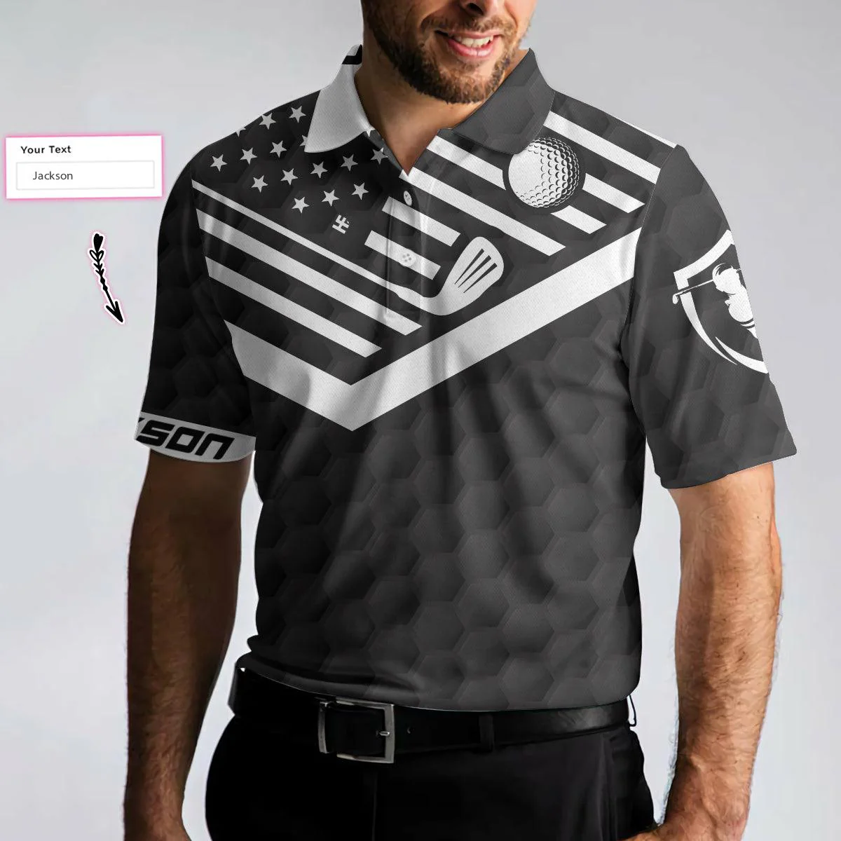 Men Golf Polo Shirt - Best Personalized Golf Polo Shirt, Back Nines Matter Custom Golf Polo Shirt, Black Theme American Flag Golf Polo Shirt For Men - Image 2