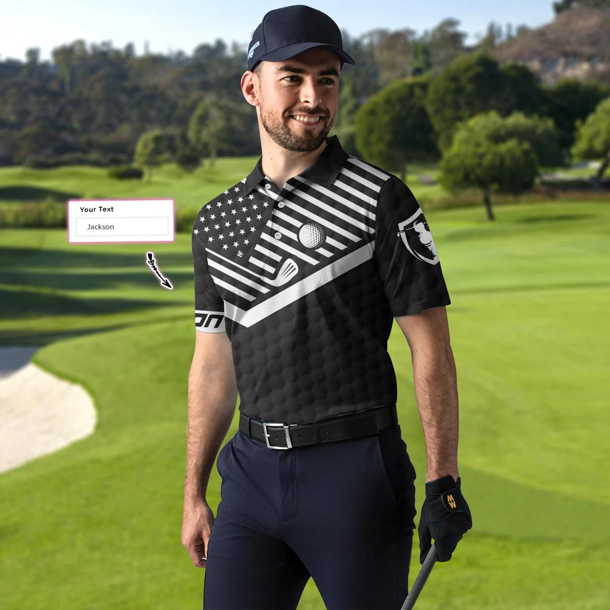 Men Golf Polo Shirt - Best Personalized Golf Polo Shirt, Back Nines Matter Custom Golf Polo Shirt, Black Theme American Flag Golf Polo Shirt For Men - Image 5