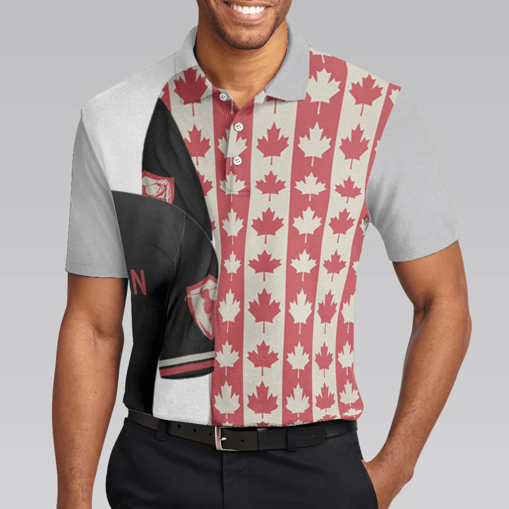 Men Golf Polo Shirt - Canadian Golf Flag Polo Shirt, Simple Golfing Shirt Design For Canadian Fans Men Polo Shirt - Perfect Polo Shirt For Men, Golfers - Image 4