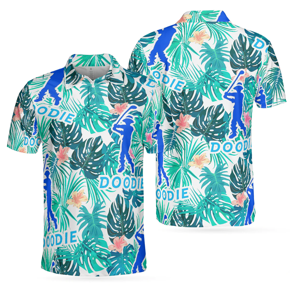 Men Golf Polo Shirt - Doodie Tropical Polo Shirt, Men Polo Shirt, Best Gift For Men, Polo Shirt Gift For Men Golfers