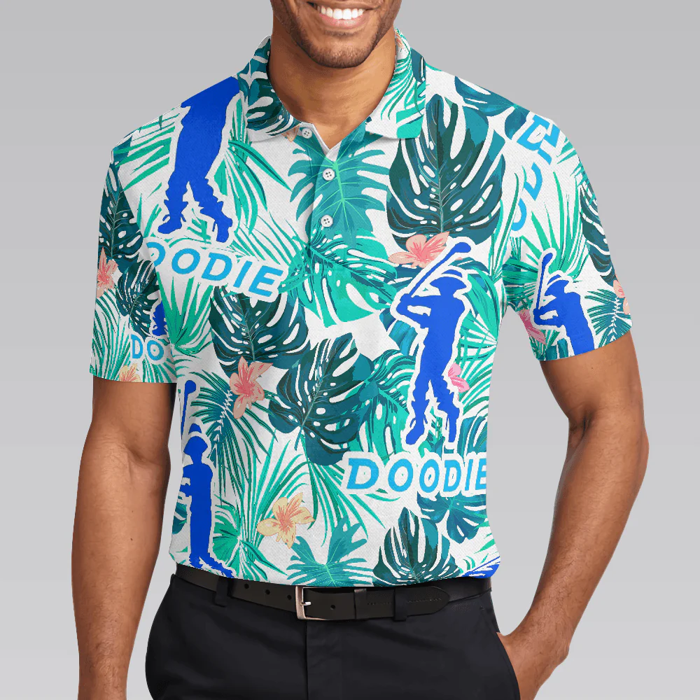 Men Golf Polo Shirt - Doodie Tropical Polo Shirt, Men Polo Shirt, Best Gift For Men, Polo Shirt Gift For Men Golfers - Image 4