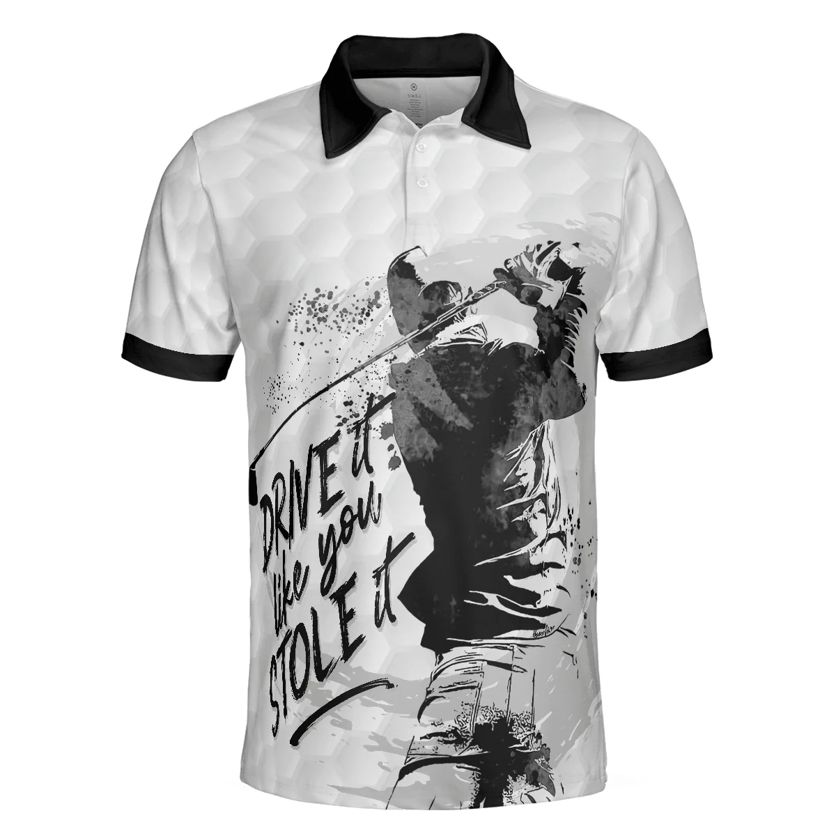 Men Golf Polo Shirt - Drive It Like You Stole It Golf Polo Shirt, Black And White Golf Shirt For Men, Best Gift For Golf Lover - Image 3