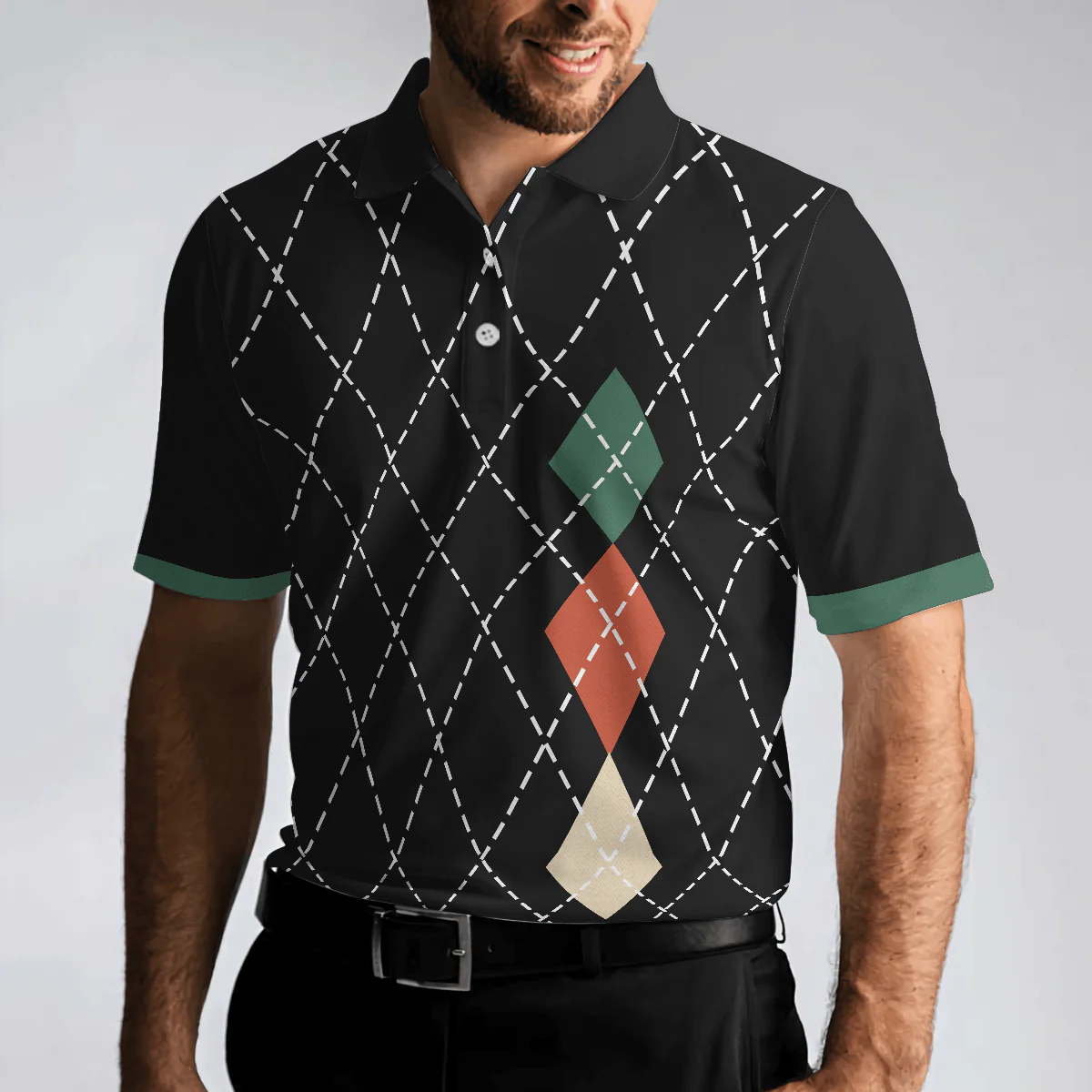 Men Golf Polo Shirt - Best Argyle Pattern Golf Men Polo Shirt, Best Dad By Par Shirt For Male - Perfect Polo Shirt For Men, Golfers - Image 4