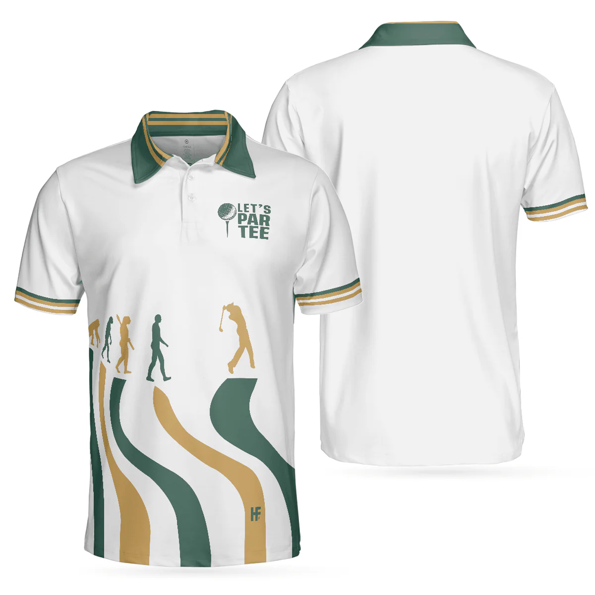 Men Golf Polo Shirt - Evolution Of The Golf White Men Polo Shirt, Let's Par Tee Men Polo Shirt - Perfect Polo Shirt For Men, Golfers
