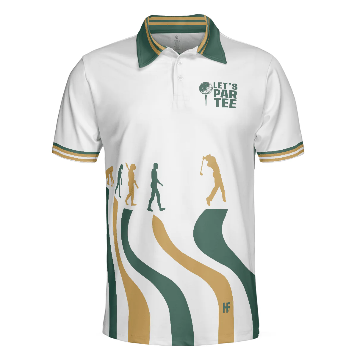 Men Golf Polo Shirt - Evolution Of The Golf White Men Polo Shirt, Let's Par Tee Men Polo Shirt - Perfect Polo Shirt For Men, Golfers - Image 3