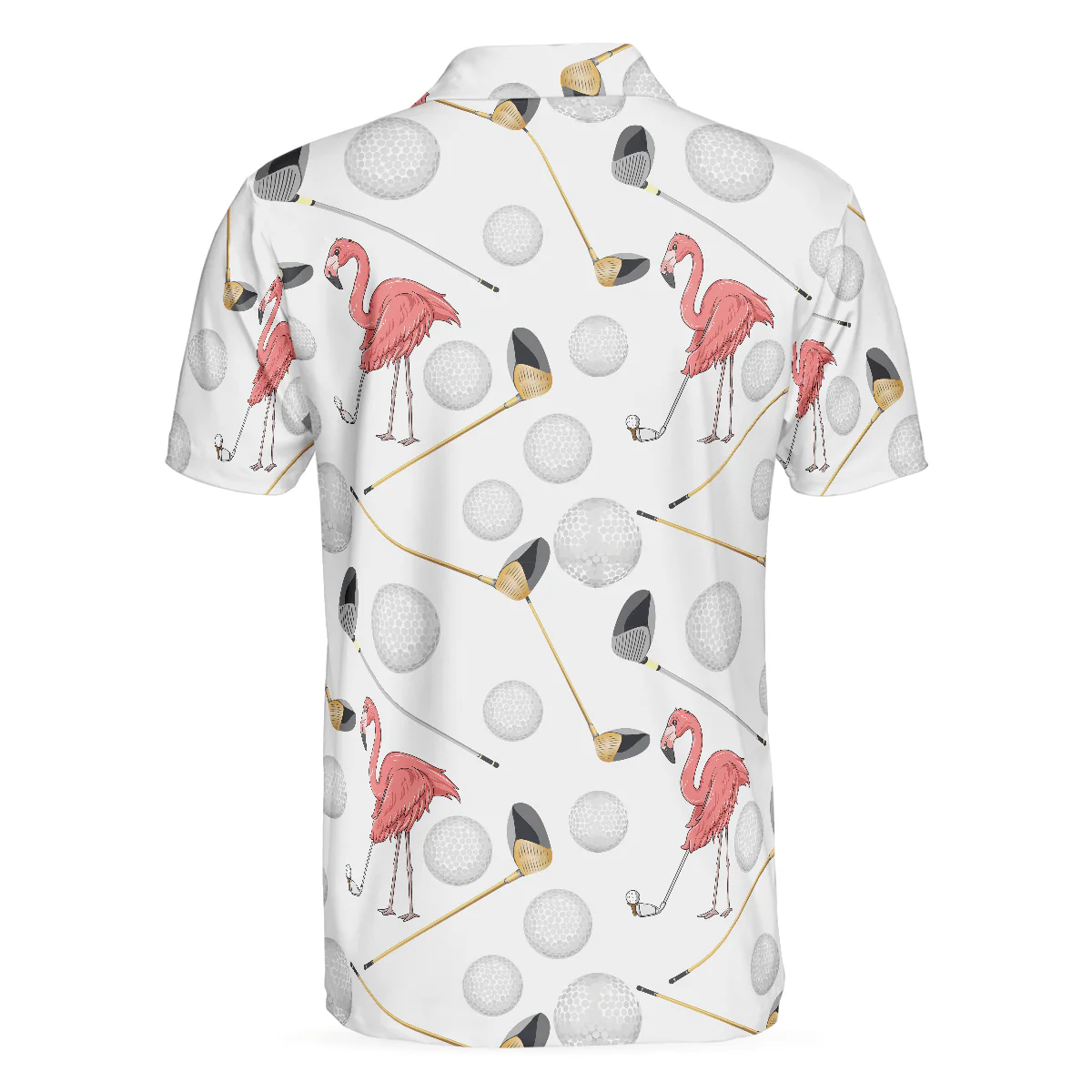 Men Golf Polo Shirt - Flamingo Golfer Polo Shirt, Pink Flamingo Golf Polo Shirt, Flamingo Themed Shirt For Golfers - Image 2