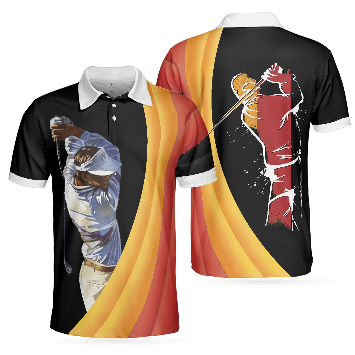 Men Golf Polo Shirt - German Flag Golf Art Short Sleeve All Over Print Men Polo Shirt - Perfect Polo Shirt For Men, Golfers