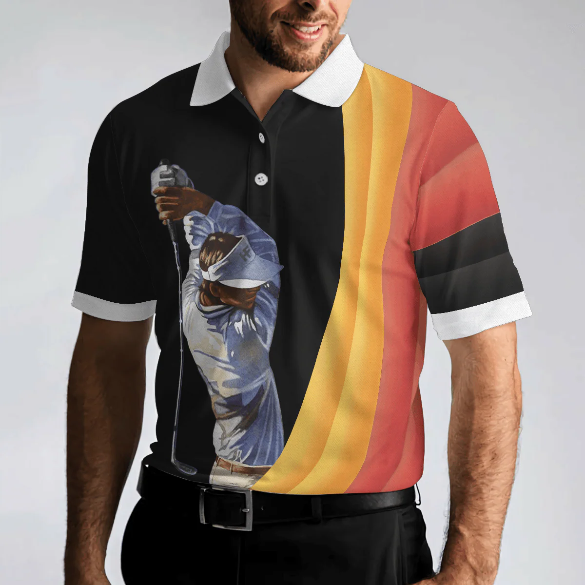 Men Golf Polo Shirt - German Flag Golf Art Short Sleeve All Over Print Men Polo Shirt - Perfect Polo Shirt For Men, Golfers - Image 5