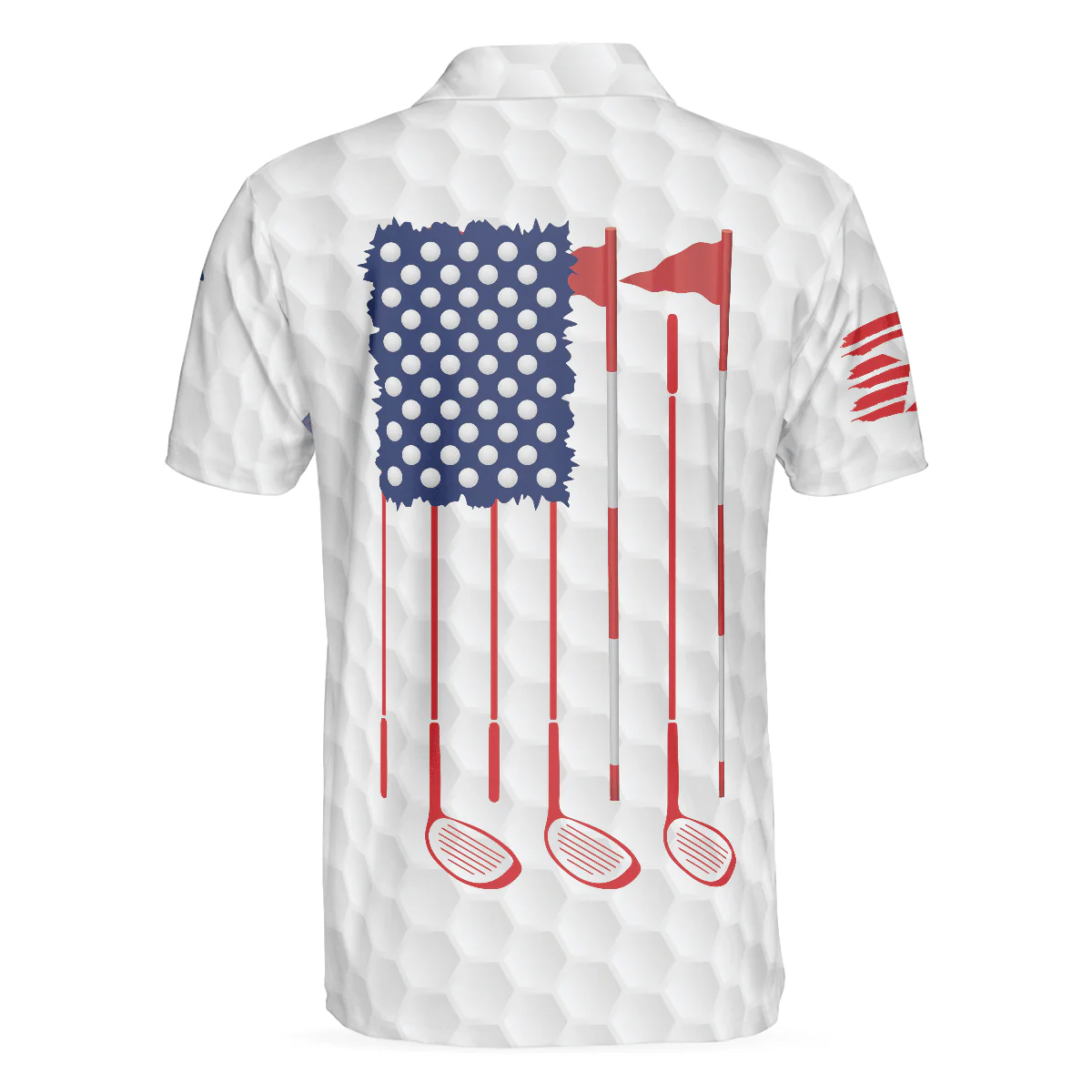Men Golf Polo Shirt - Golf American Flag Argyle, White Golf Texture American Flag Men Polo Shirt - Perfect Polo Shirt For Men, Golfers - Image 2