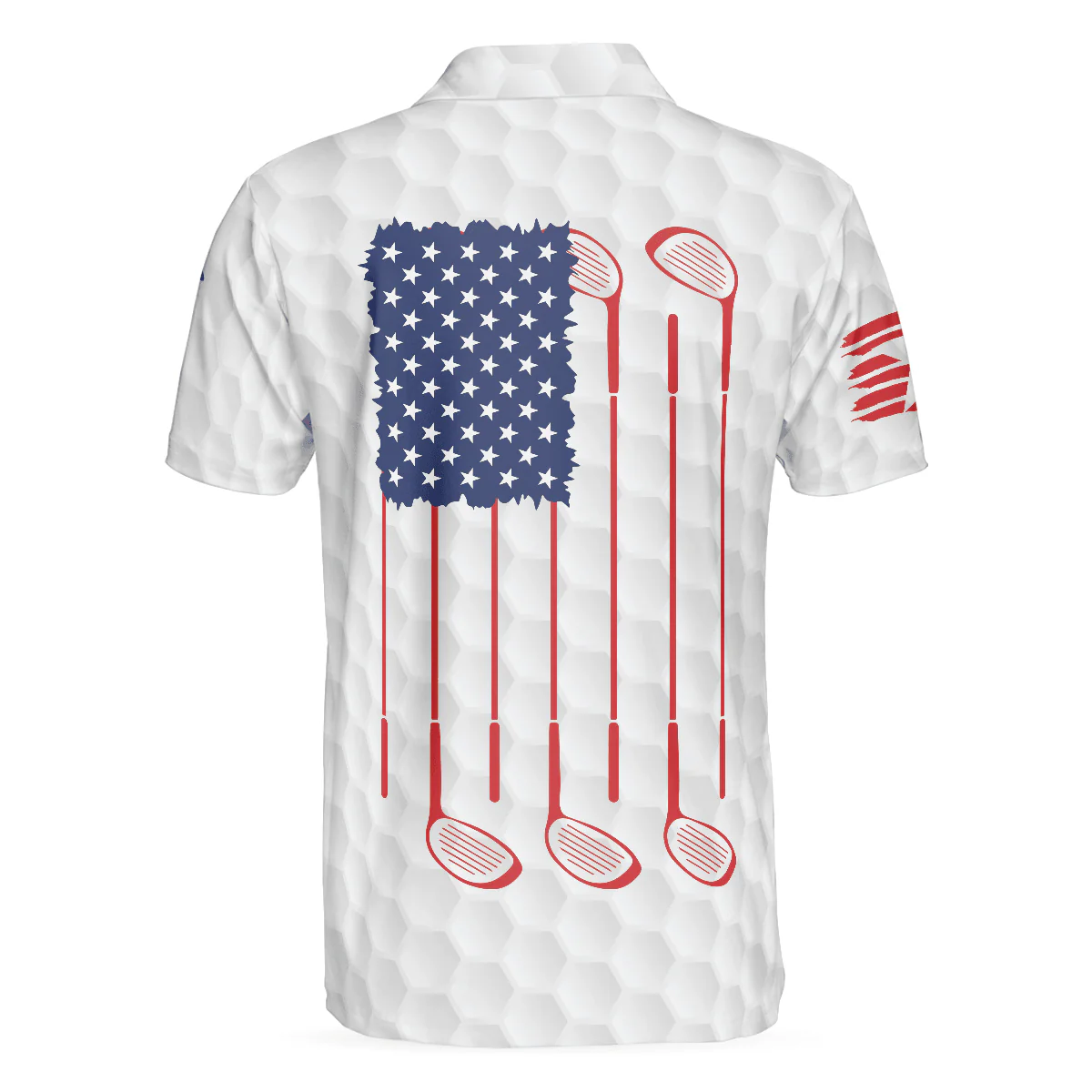 Men Golf Polo Shirt - Golf American Flag White Golf Pattern, USA Flag Men Golf Polo Shirt - Perfect Polo Shirt For Men, Golfers - Image 2
