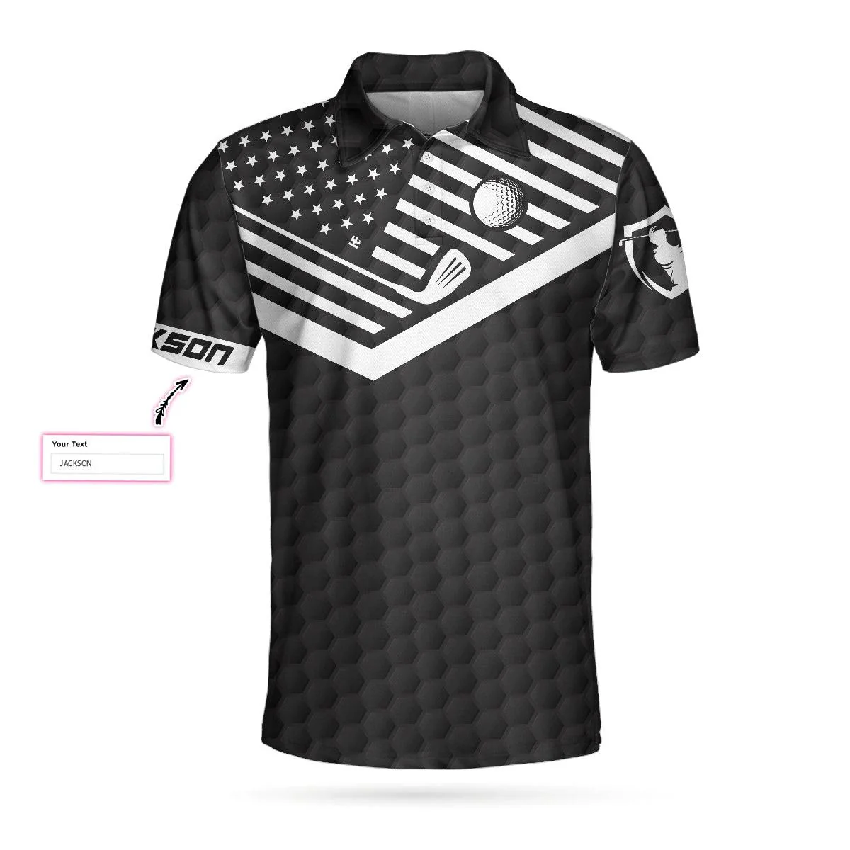 Men Golf Polo Shirt - Golf Ball And Golf Club Custom, Personalized Black American Flag Men Polo Shirt - Perfect Polo Shirt For Men, Golfers - Image 4