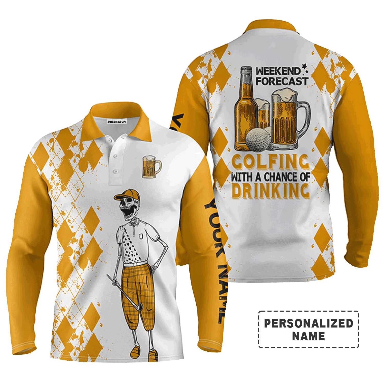 Men Golf Polo Shirt - Golf Beer, Weekend Forecast Golfing With A Chance Of Drinking Golf Men Polo Shirt - Perfect Polo Shirt For Men, Golfers - Image 3