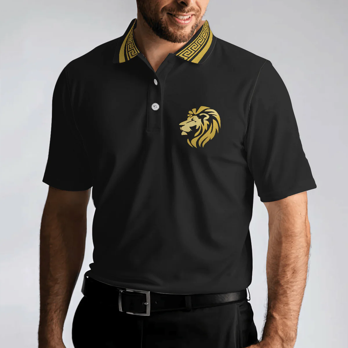 Men Golf Polo Shirt - Golf Crusader King Lion Men Polo Shirt, Luxury Baroque Pattern Men Polo Shirt - Perfect Polo Shirt For Men, Golfers - Image 5