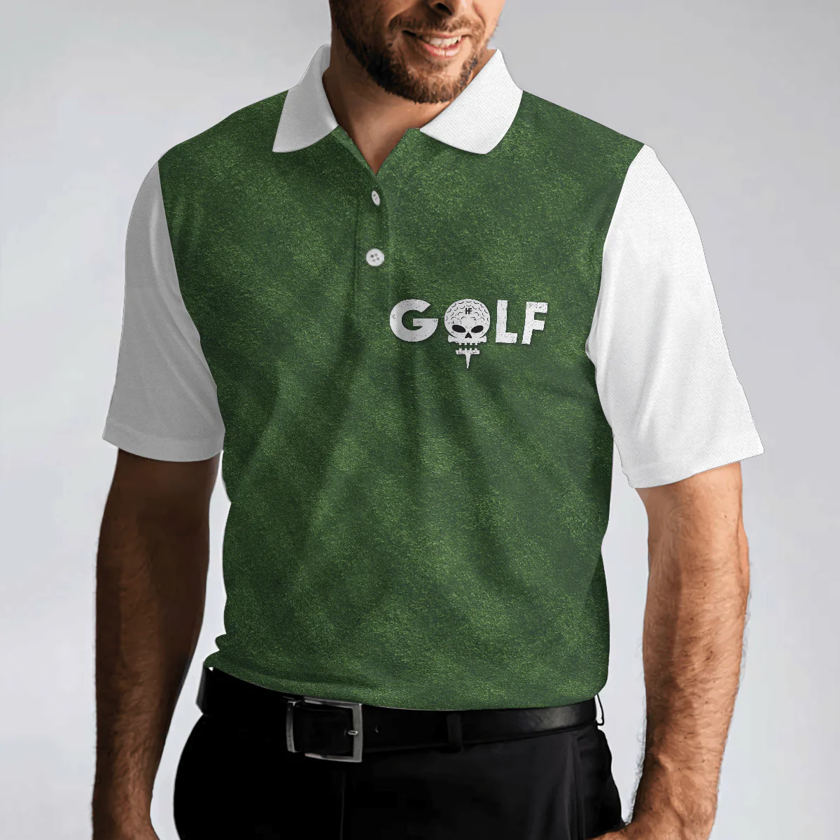 Men Golf Polo Shirt - Golf Green Background Men Polo Shirt, Classic Green Golf Shirt For Men Polo Shirt - Perfect Polo Shirt For Men, Golfers - Image 4