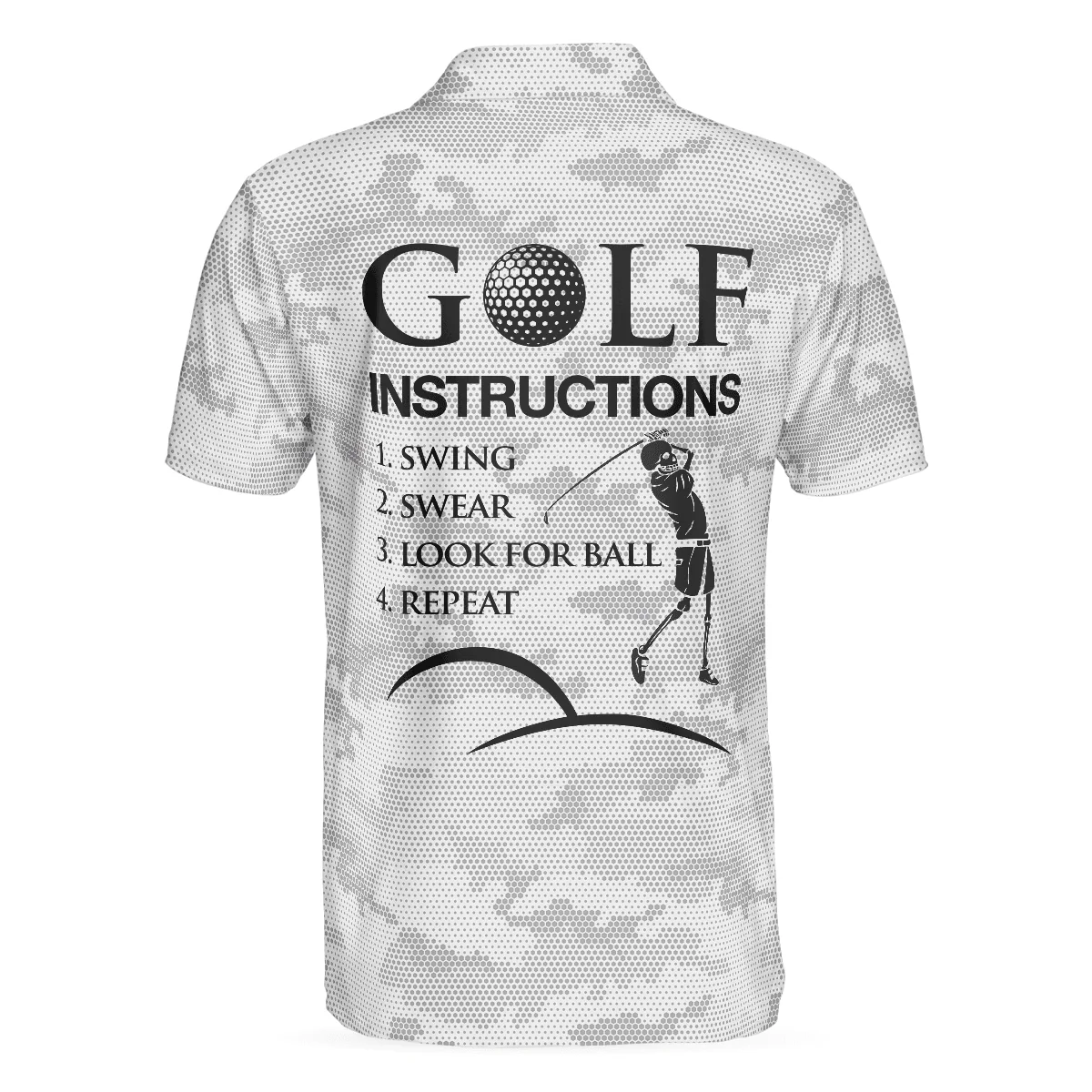 Men Golf Polo Shirt - Golf Instructions Triangle And Camouflage Pattern Polo Shirt, Skull Men Polo Shirt, Best Gift For Men Golfers - Image 2