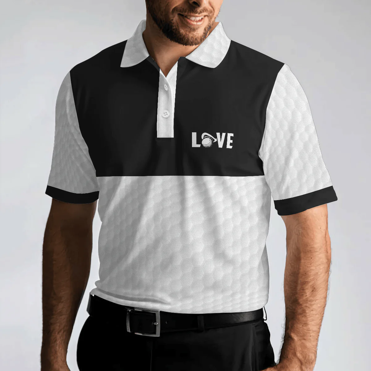 Men Golf Polo Shirt - Golf Is My Therapy Golf Polo Shirt, Black And White Golf Love Men Golf Polo Shirt - Perfect Polo Shirt For Men, Golfers - Image 5