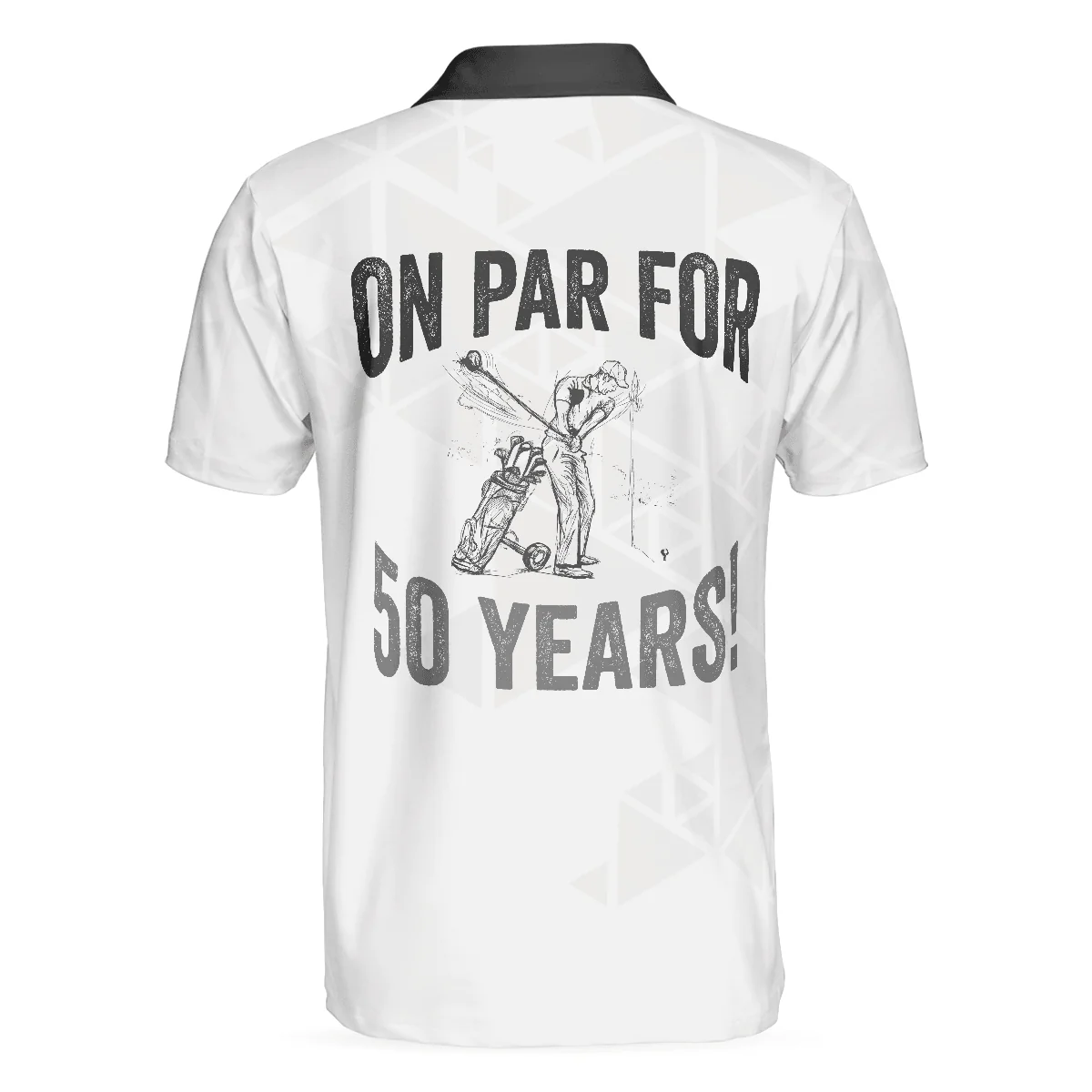 Men Golf Polo Shirt - Golf Pattern On Par For 50 Years Men Polo Shirt, Black And White Polo Shirt, Best Golf Shirt For Men, Golfers - Image 2