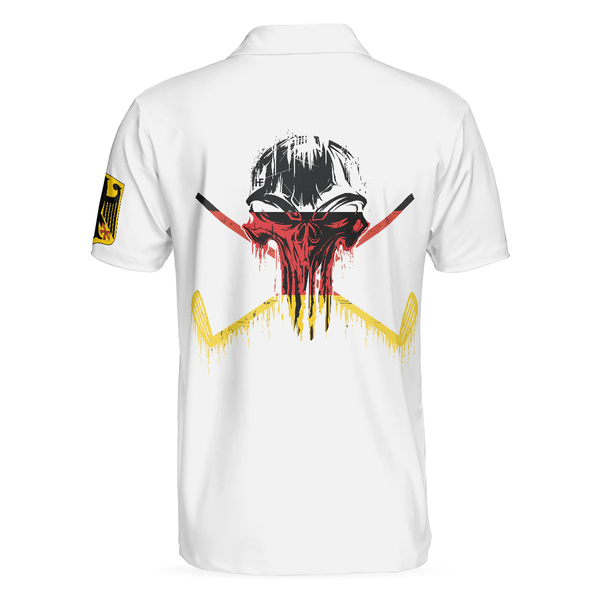Men Golf Polo Shirt - Golf Skull German Flag Polo Shirt, Black Wet Paint Skull Polo Shirt, Germany Golf Shirt For Men, Golfers - Image 2