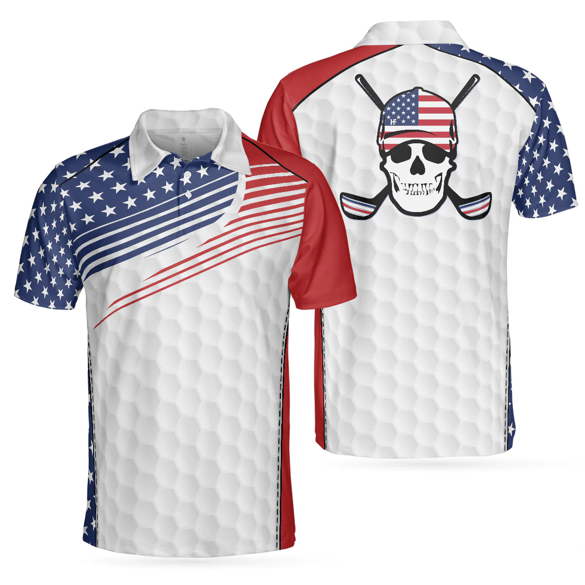Men Golf Polo Shirt - Golf Skull Wear Hat USA Men Golf Polo Shirt - Perfect Polo Shirt For Men, Golfers