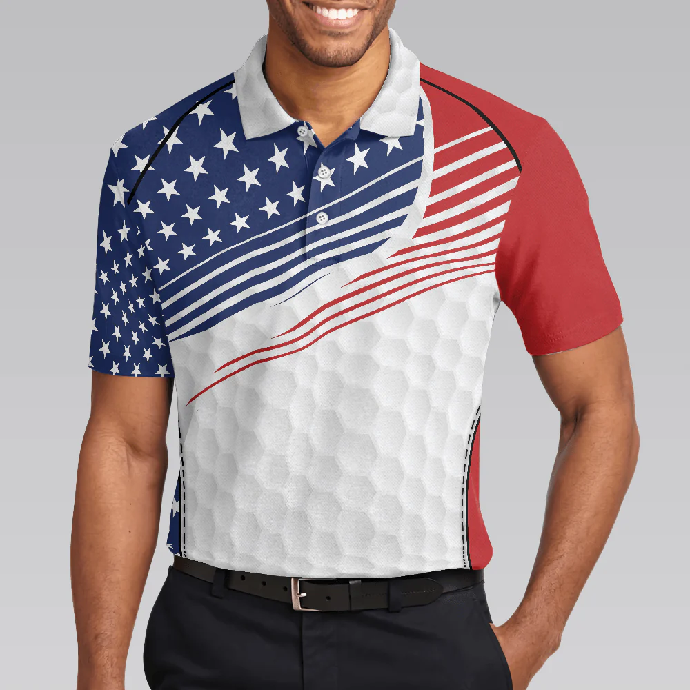 Men Golf Polo Shirt - Golf Skull Wear Hat USA Men Golf Polo Shirt - Perfect Polo Shirt For Men, Golfers - Image 4