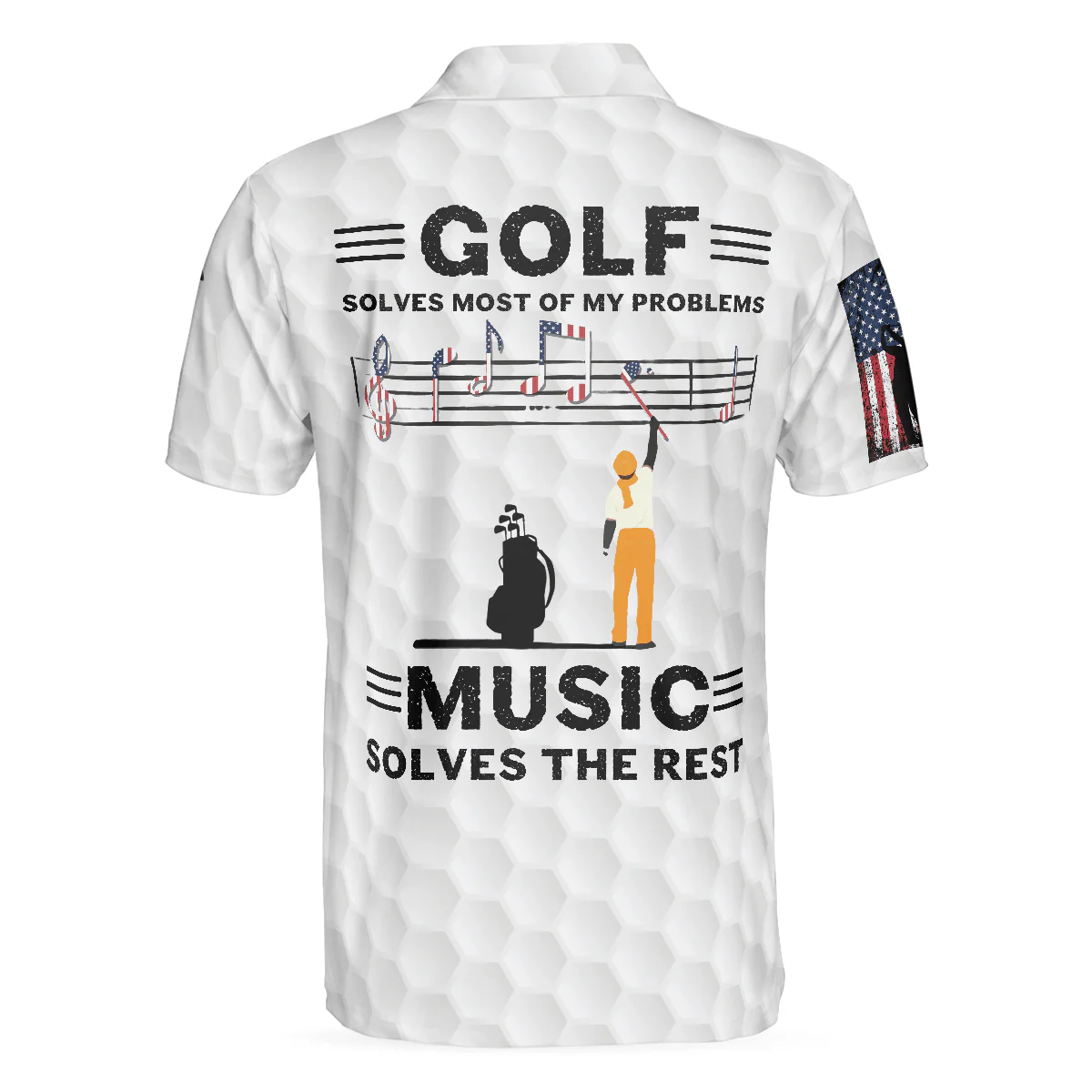 Men Golf Polo Shirt - Golf Solves Most Of My Problems Polo Shirt, American Flag Polo Shirt, Golf Shirt For Music Lovers, Golfers - Image 2