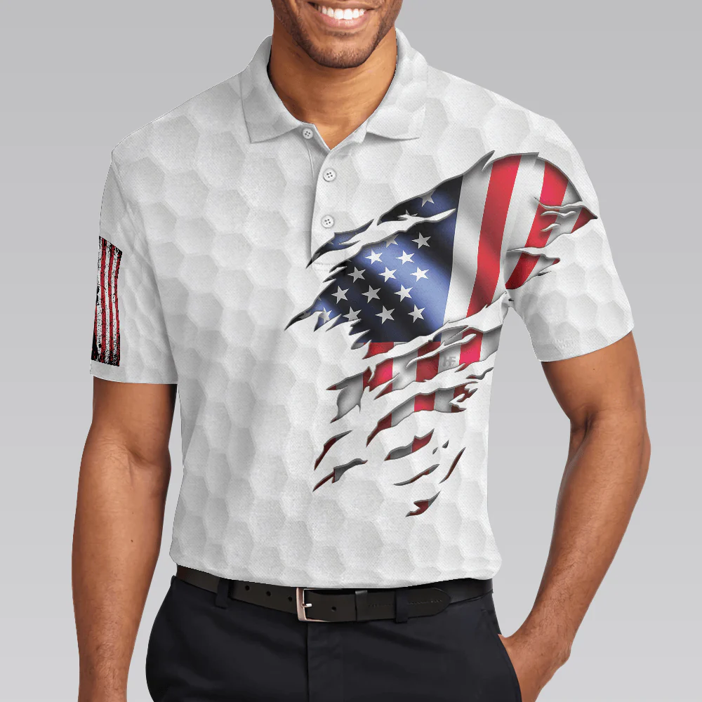 Men Golf Polo Shirt - Golf Solves Most Of My Problems Polo Shirt, American Flag Polo Shirt, Golf Shirt For Music Lovers, Golfers - Image 5