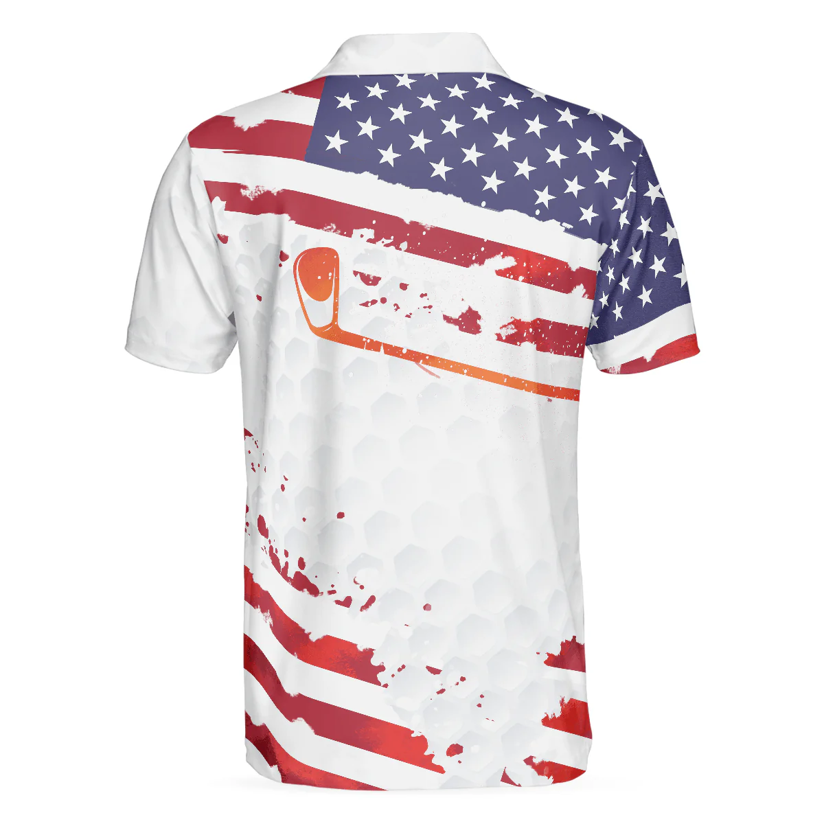 Men Golf Polo Shirt - Golf Swing Abstract with American Flag Men Polo Shirt - Best Gift For Golf Lovers, Golfers - Image 2