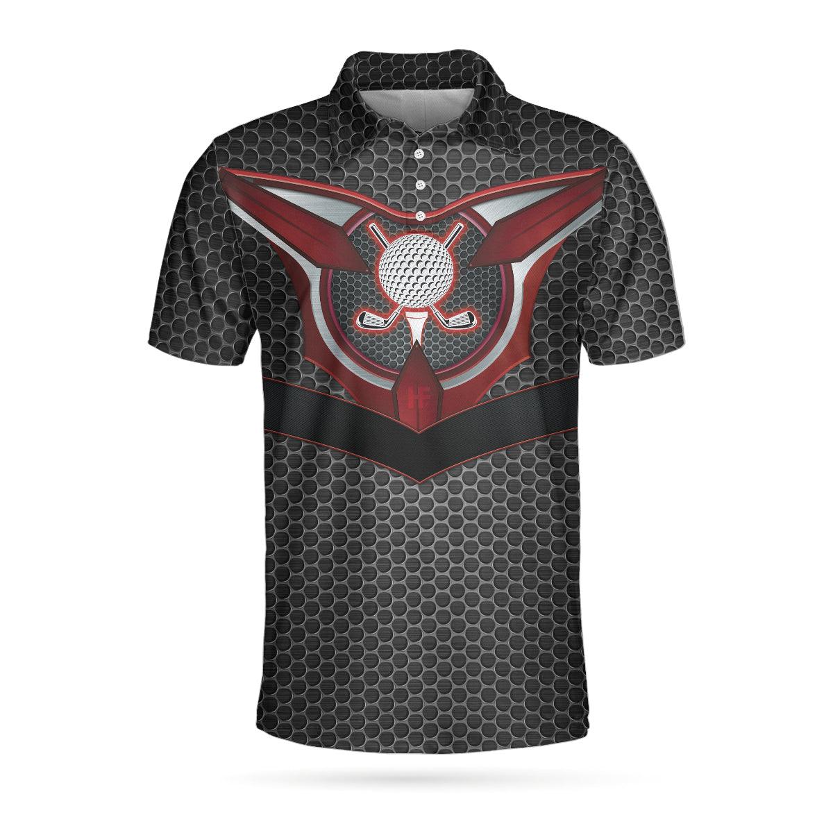 Men Golf Polo Shirt - Golf Tech Style Men Polo Shirt, Black Steel Hornet Nest Pattern Men Golf Polo Shirt - Perfect Polo Shirt For Men, Golfers - Image 3