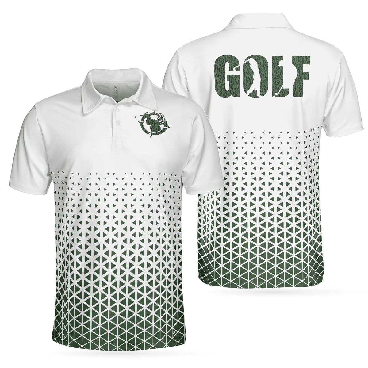 Men Golf Polo Shirt - Golf Texture Aluminium Men Polo Shirt, Triangle Geometric Polo Shirt, Best Golf Shirt For Men, Best Gift For Golfers